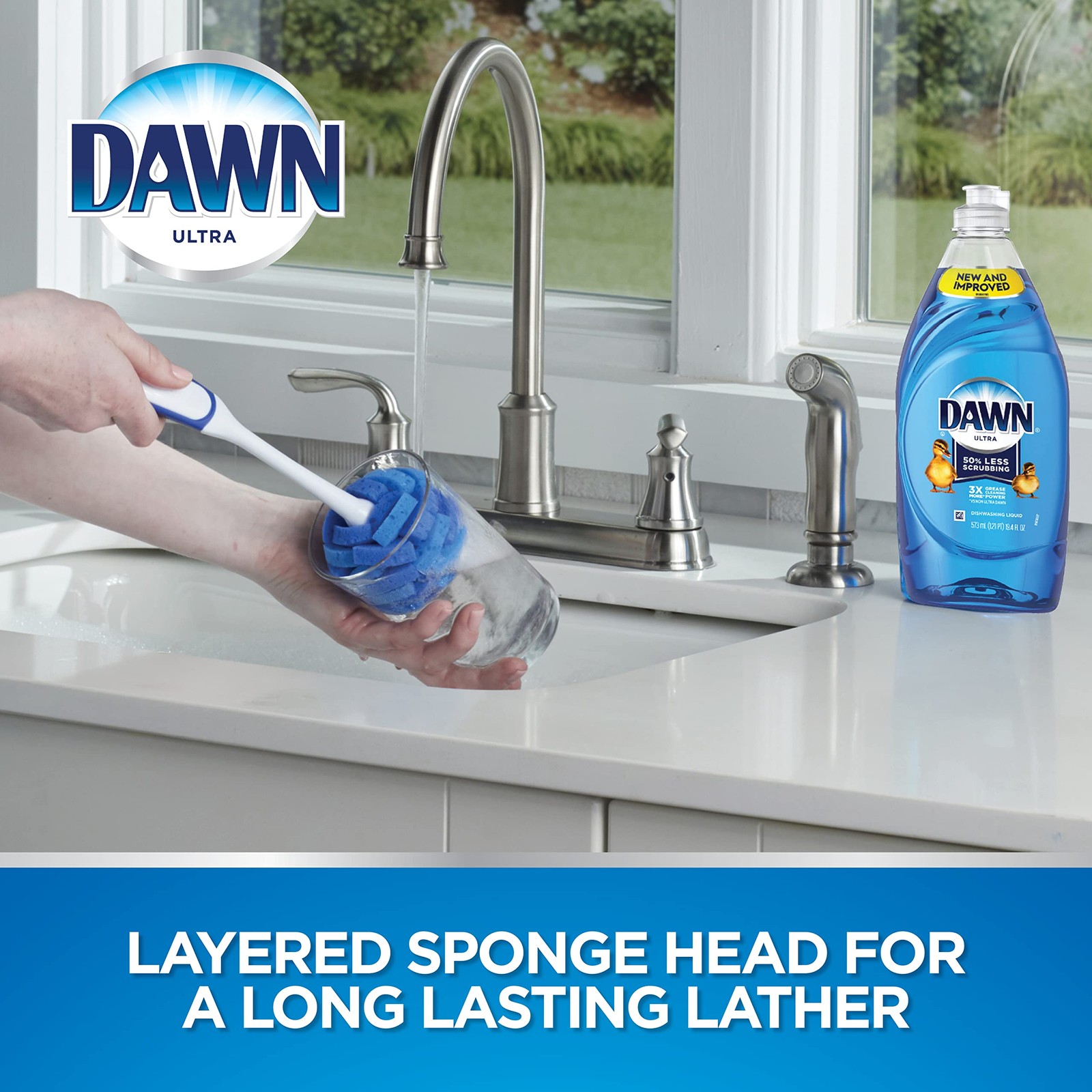 Dawn Ultra 11″ Puff Glassware & Dish Cleaning Brush 2 Pack Soft Scrubber Kitchen