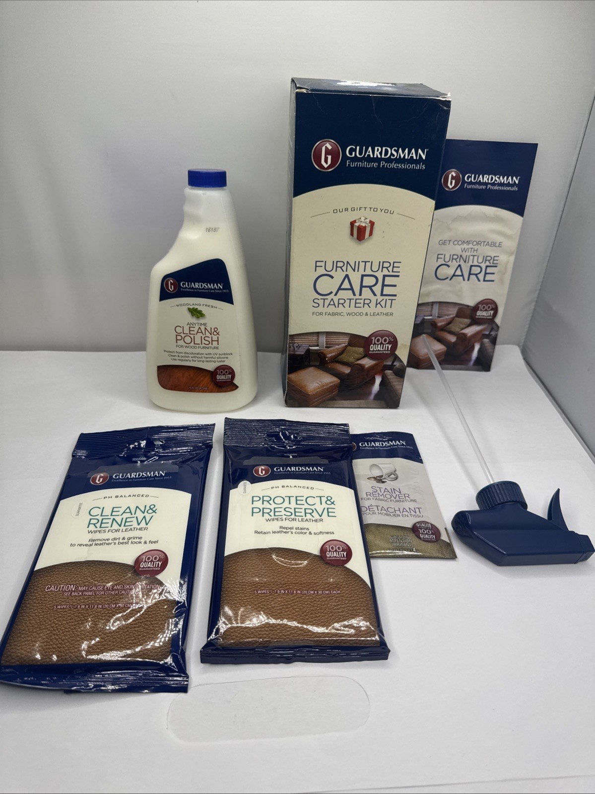 Guardsman Furniture Care Kit For Fabric Leather Wood In Original Box Wipes Cloth