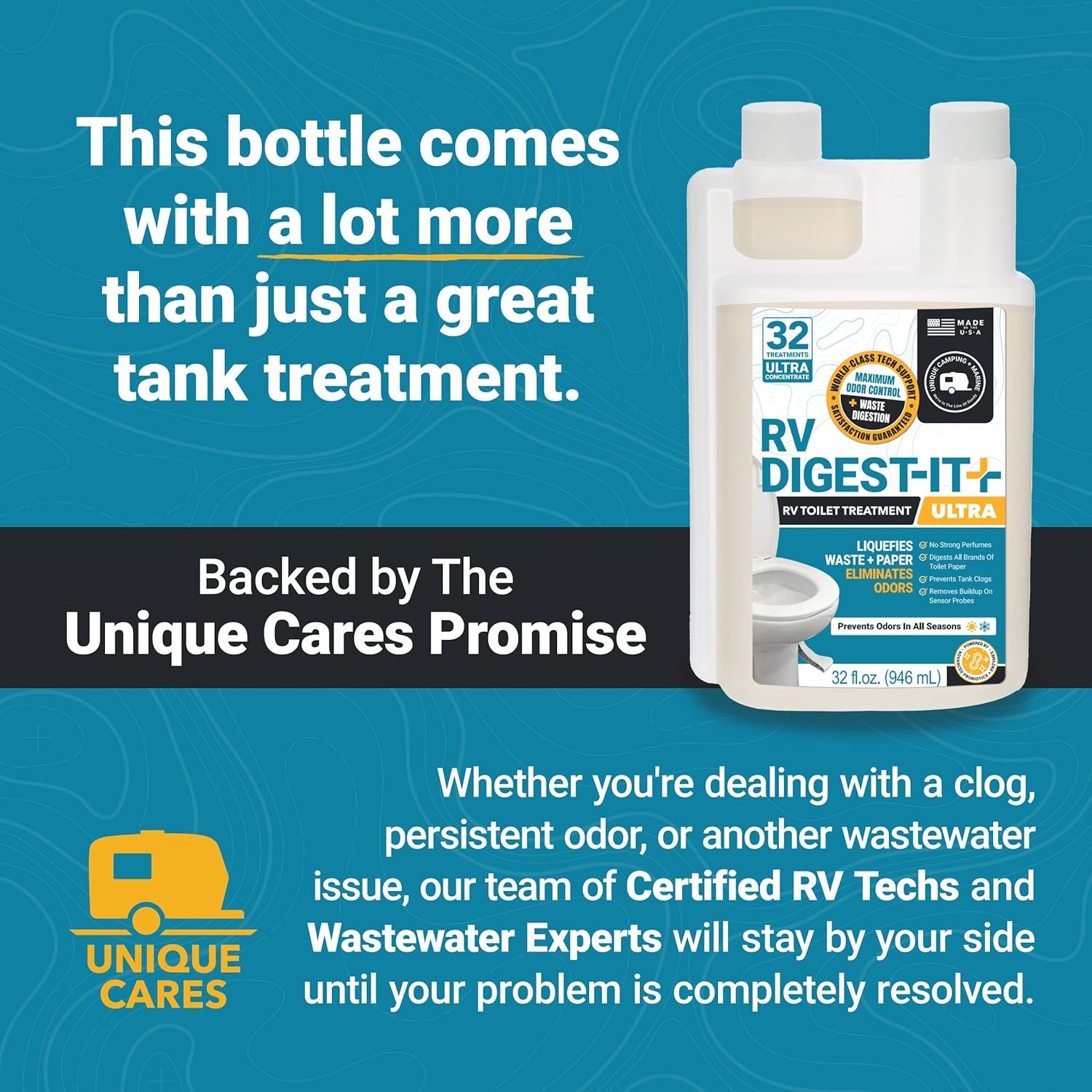 Unique RV Digest-It Ultra Toilet Treatment 32oz 32 Uses Odor Tank Cleaner