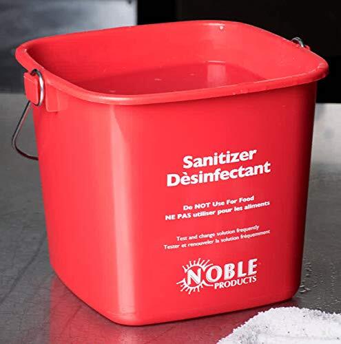 Red 3 Qt Sanitizing Bucket Trilingual Labeling HACCP Compliant Easy Handle