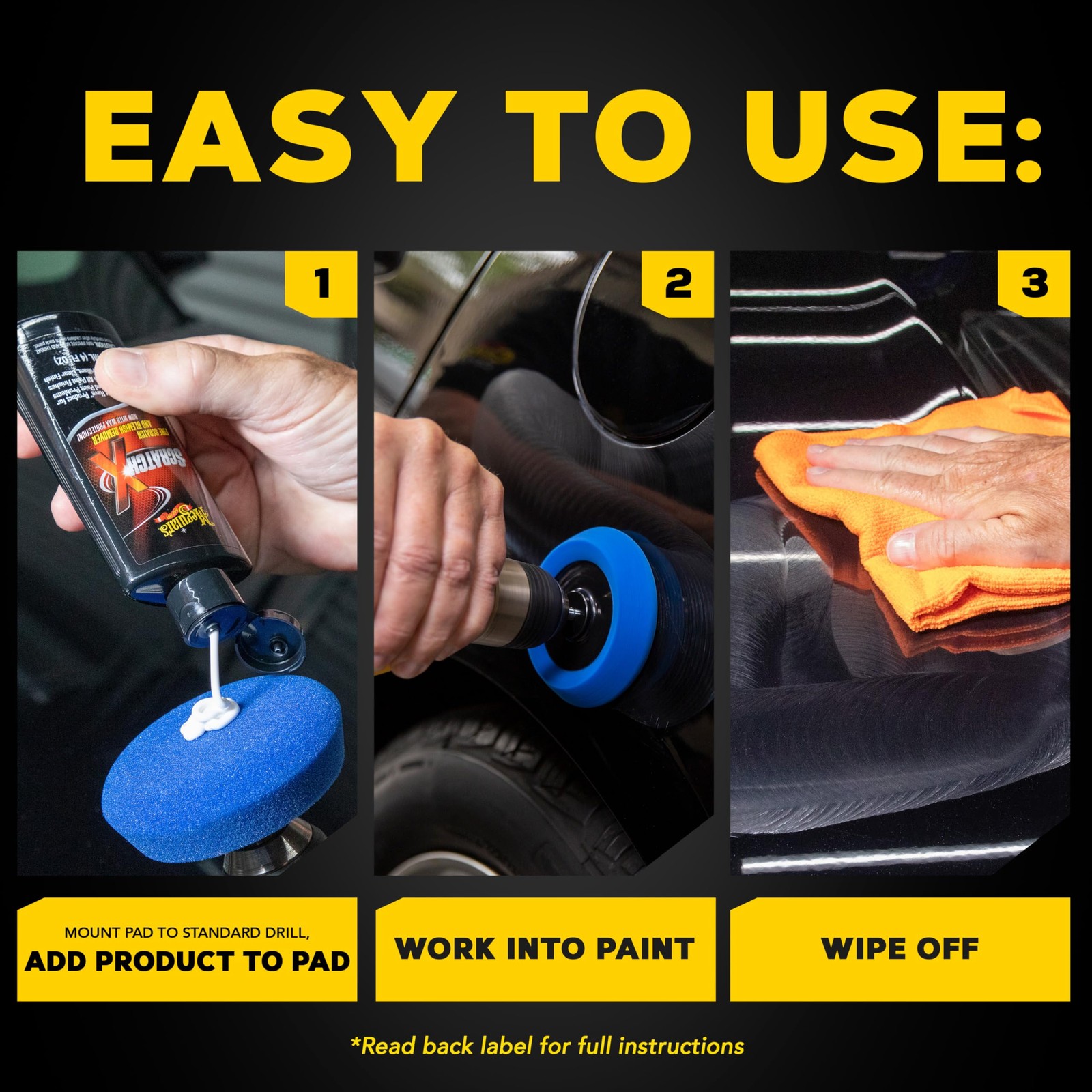 Meguiar’s Quik Scratch Eraser Kit Drill Activated Scratch Remover Car Care Kit