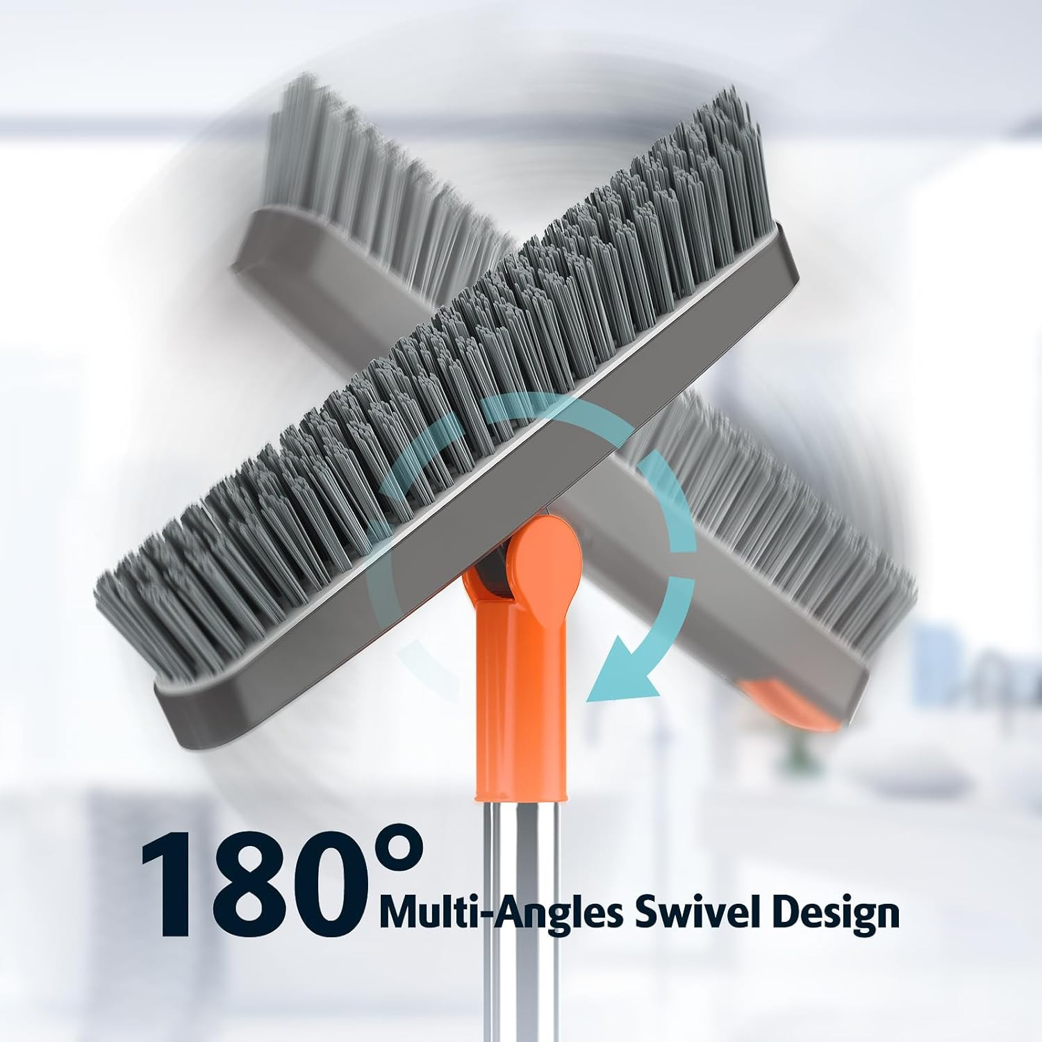 Grout Brush with Long Handle 180° Swivel Scrub Brush with Tweezers to Hair Clip