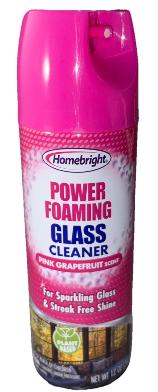 Homebright Power Foaming Glass Cleaner 12oz Pink Grapefruit Scent-NEW-SHIP24 HRS