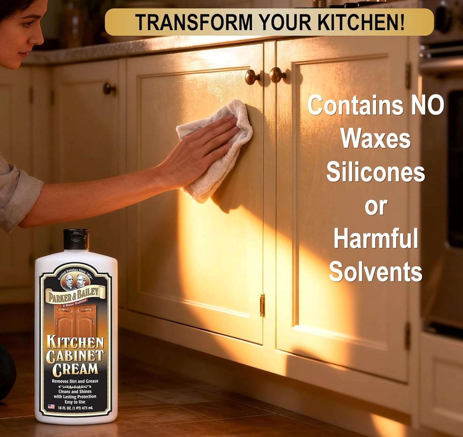 Natural Wood Cleaner & Restorer – Parker and Bailey Kitchen Cabinet Cream 16 oz