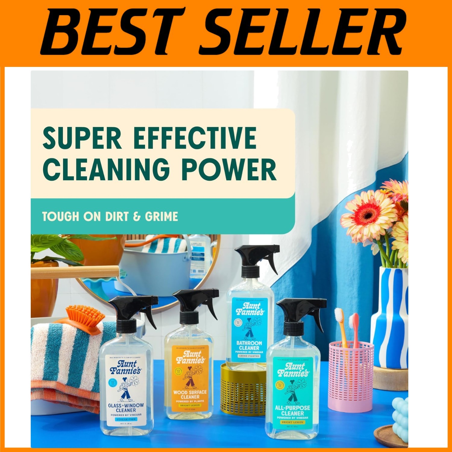 Glass & Window Cleaner Spray, Lemon Scent, 4-Pack
