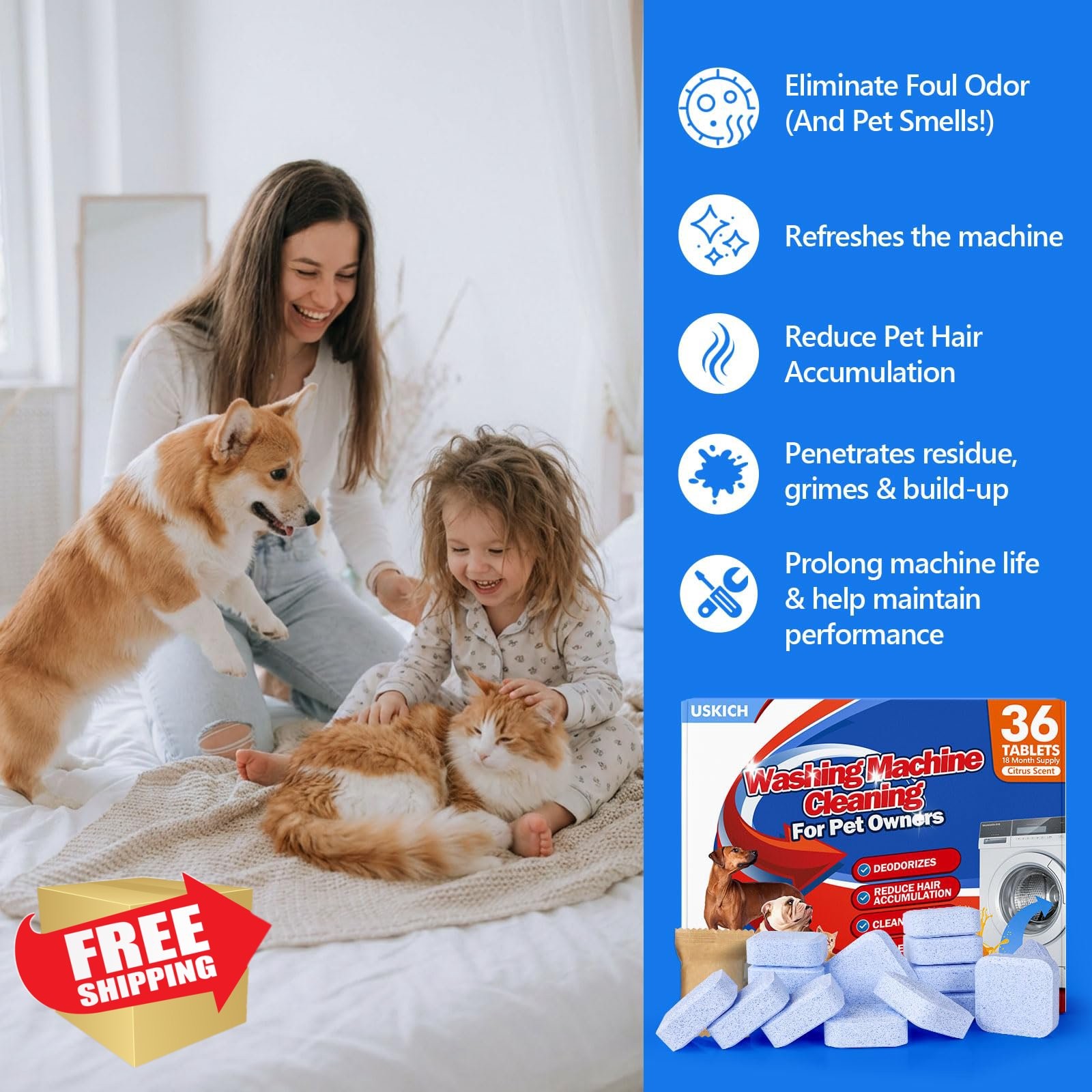 USKICH Washing Machine Cleaner Pet Cleaners