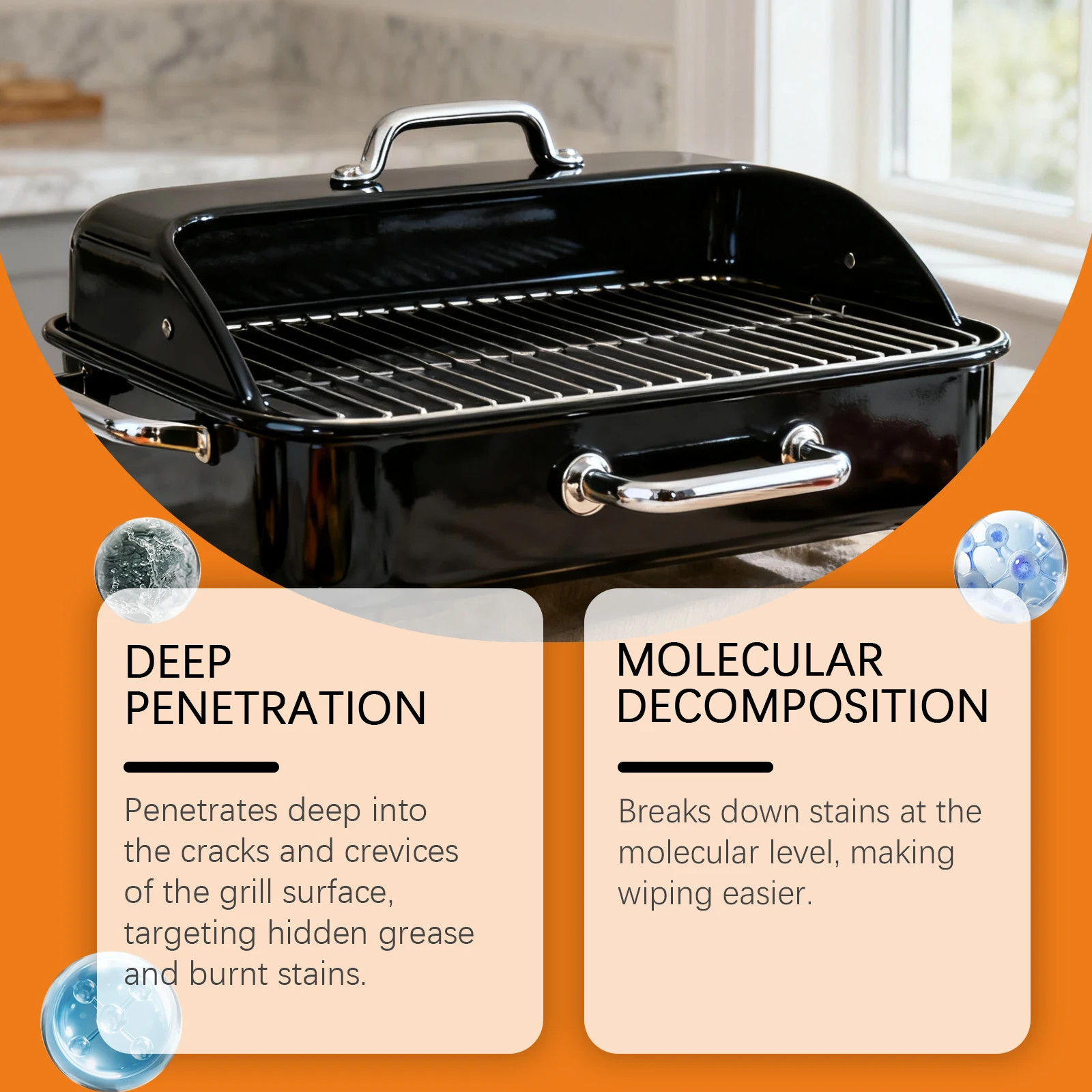 Grill Cleaner Spray for BBQ Oven Stove Grease Remover Heavy Duty Degreaser Baked