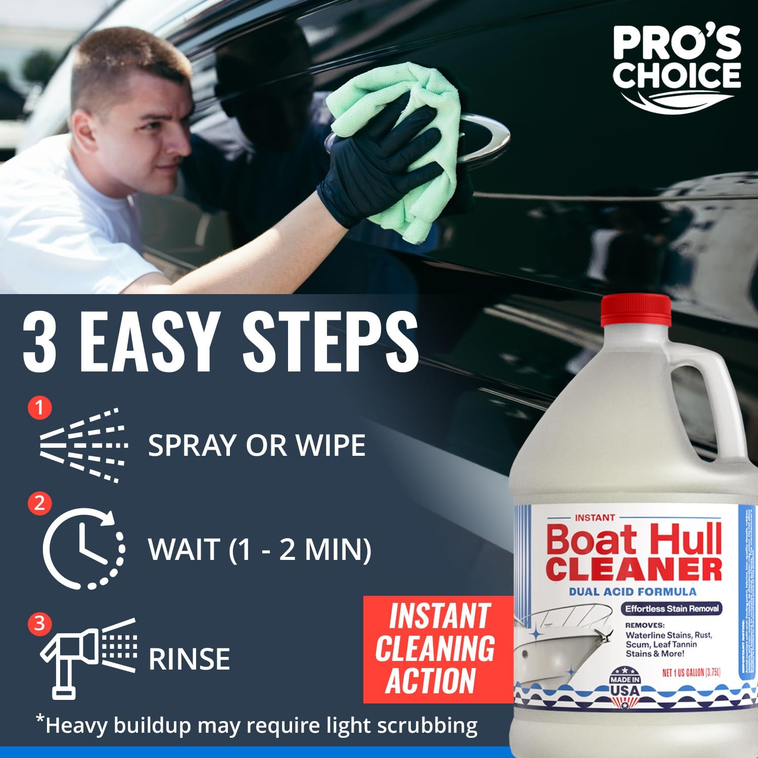 Instant Boat Hull Cleaner – Dual Acid Formula for Scum, Rust, Hard Water Stains