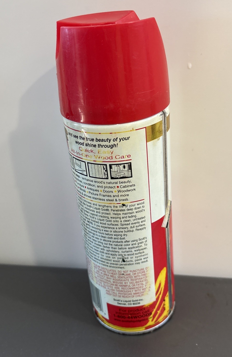 Scott’s Liquid Gold Aerosol Wood Cleaner 12oz 340g Red Top 90% full discontinue