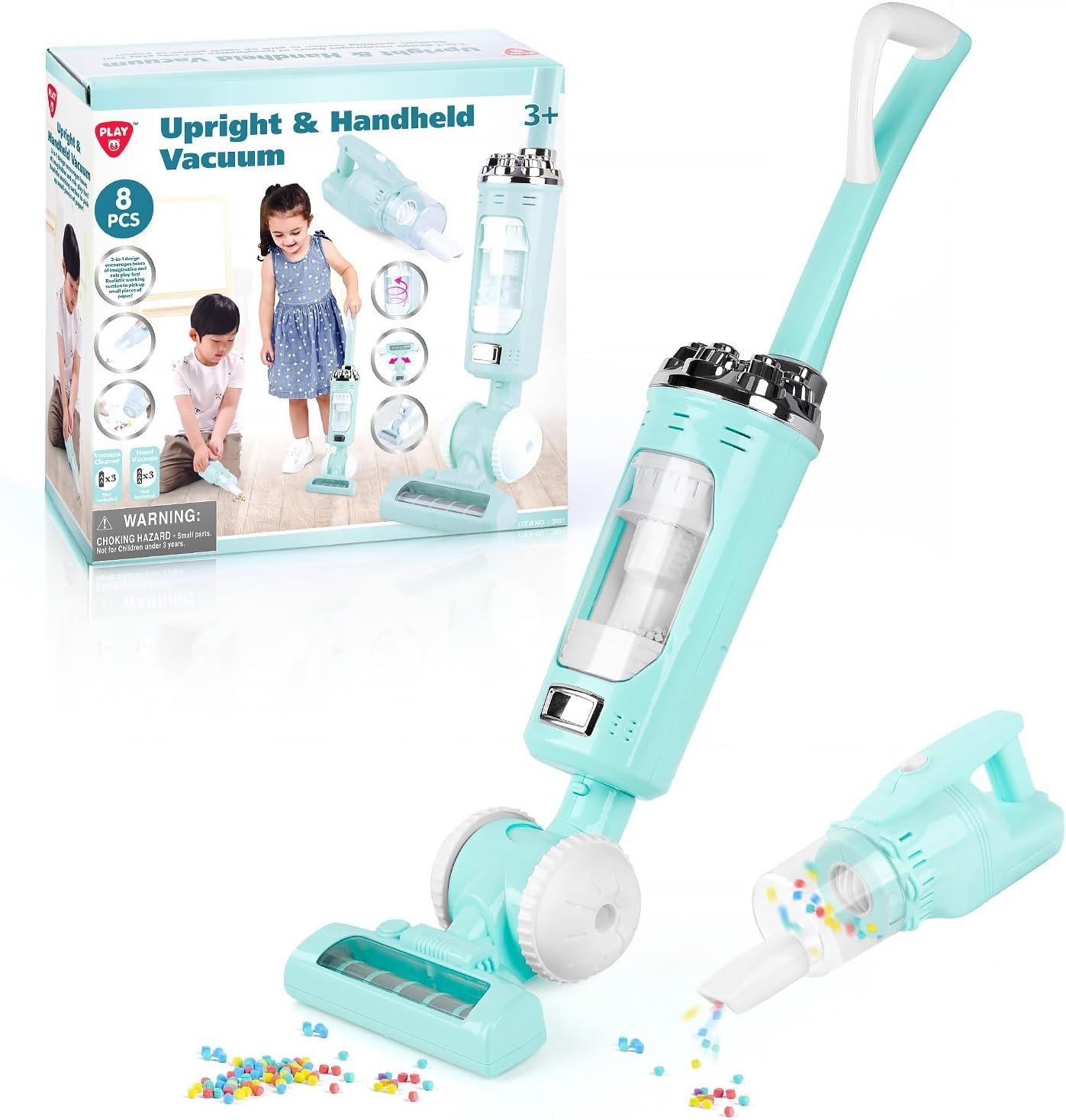 Kids Vacuum Cleaner Toy Set for Toddlers, 2PCS Pretend Role Household