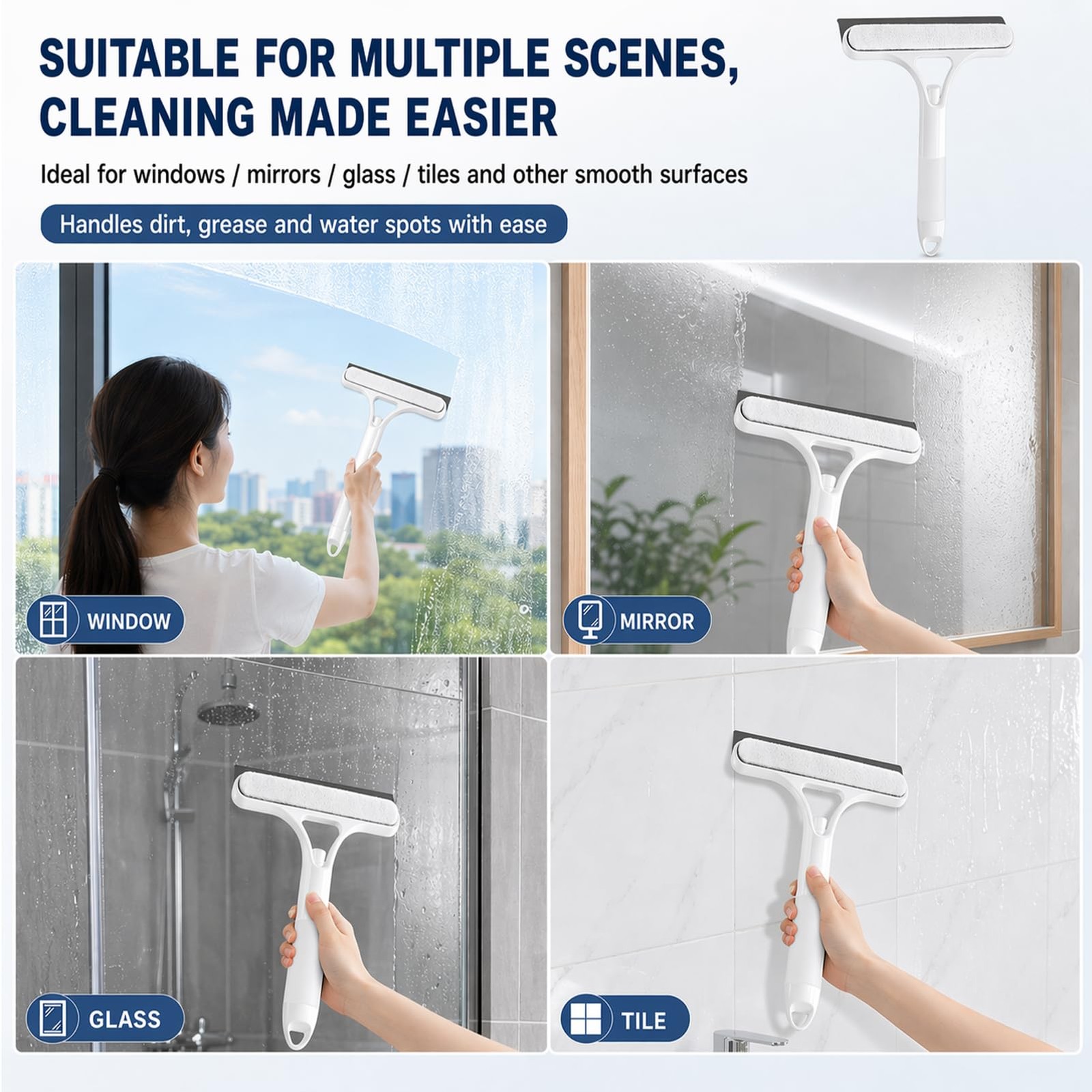 3 in 1 Window Cleaning Scraper,3 in 1 Squeegee for Window Cleaning,Mirror Squ…