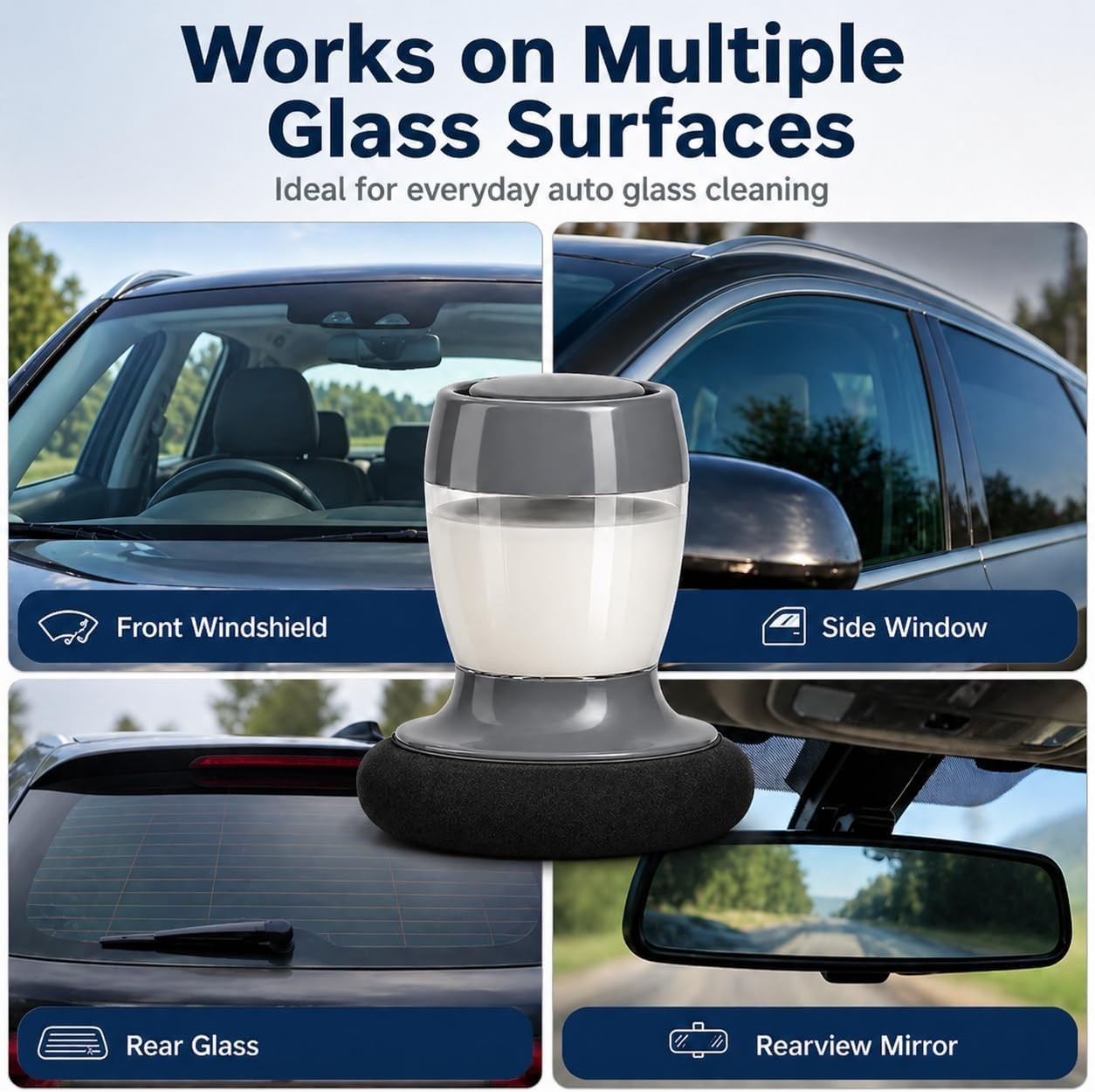 Luxury 2-in-1 Windshield Cleaner with Built-in Reservoir for Crystal Clarity