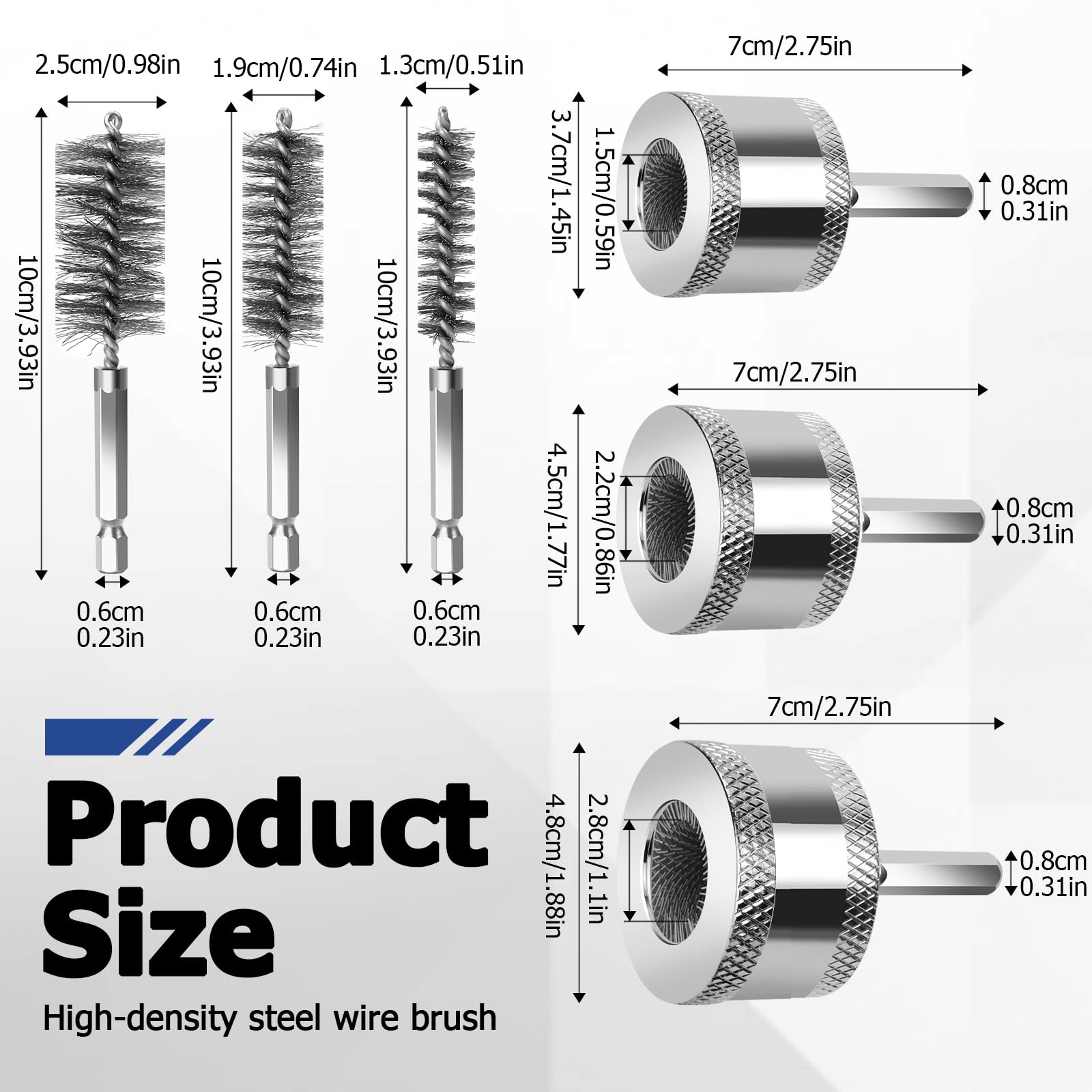Metal Pipe Cleaner Set 1/2 3/4 1 Inch Drill Brush Replaceable Blades For Copper