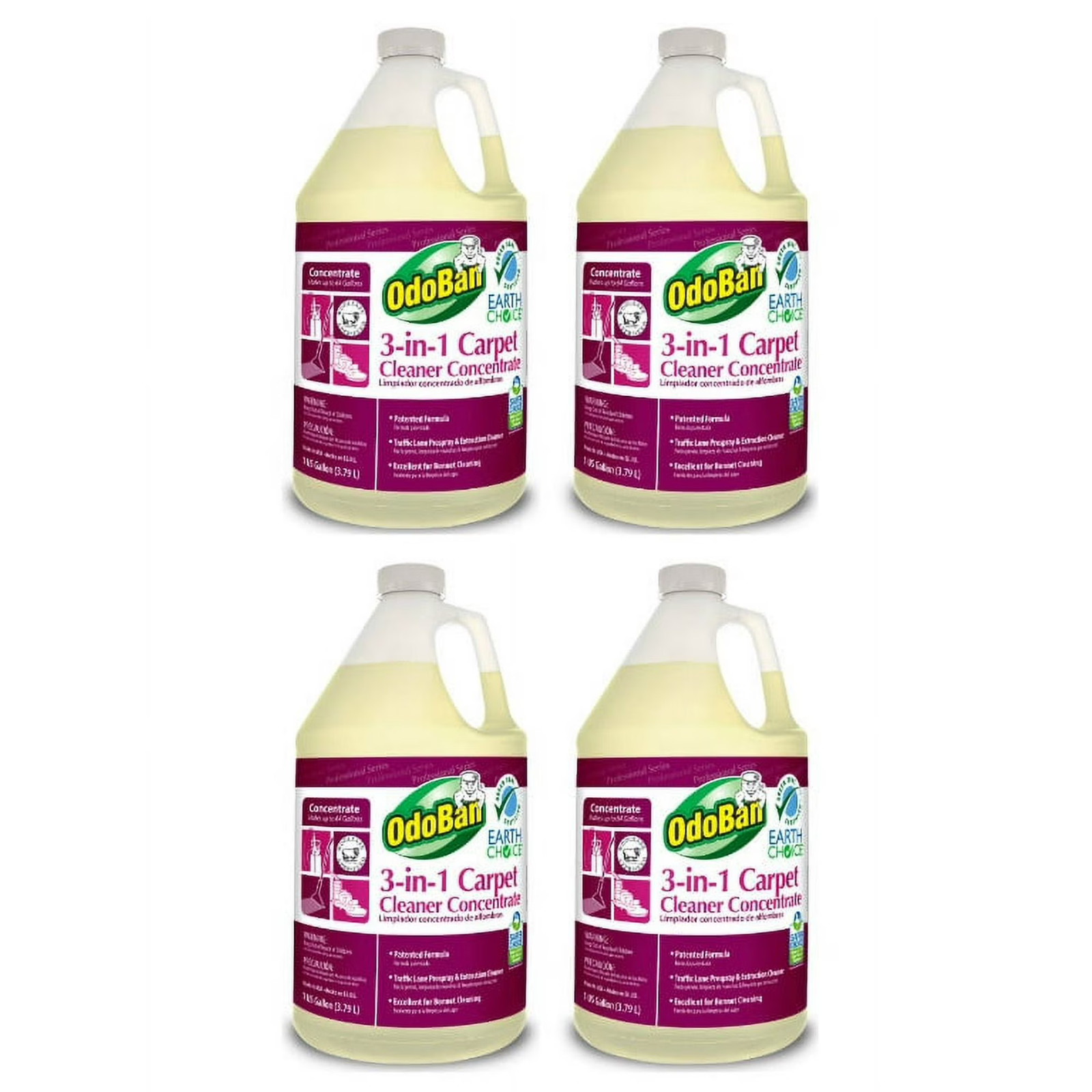 OdoBan Professional Cleaning 3-in-1 Carpet Cleaner Concentrate, 1 Gallon, 4-Pack