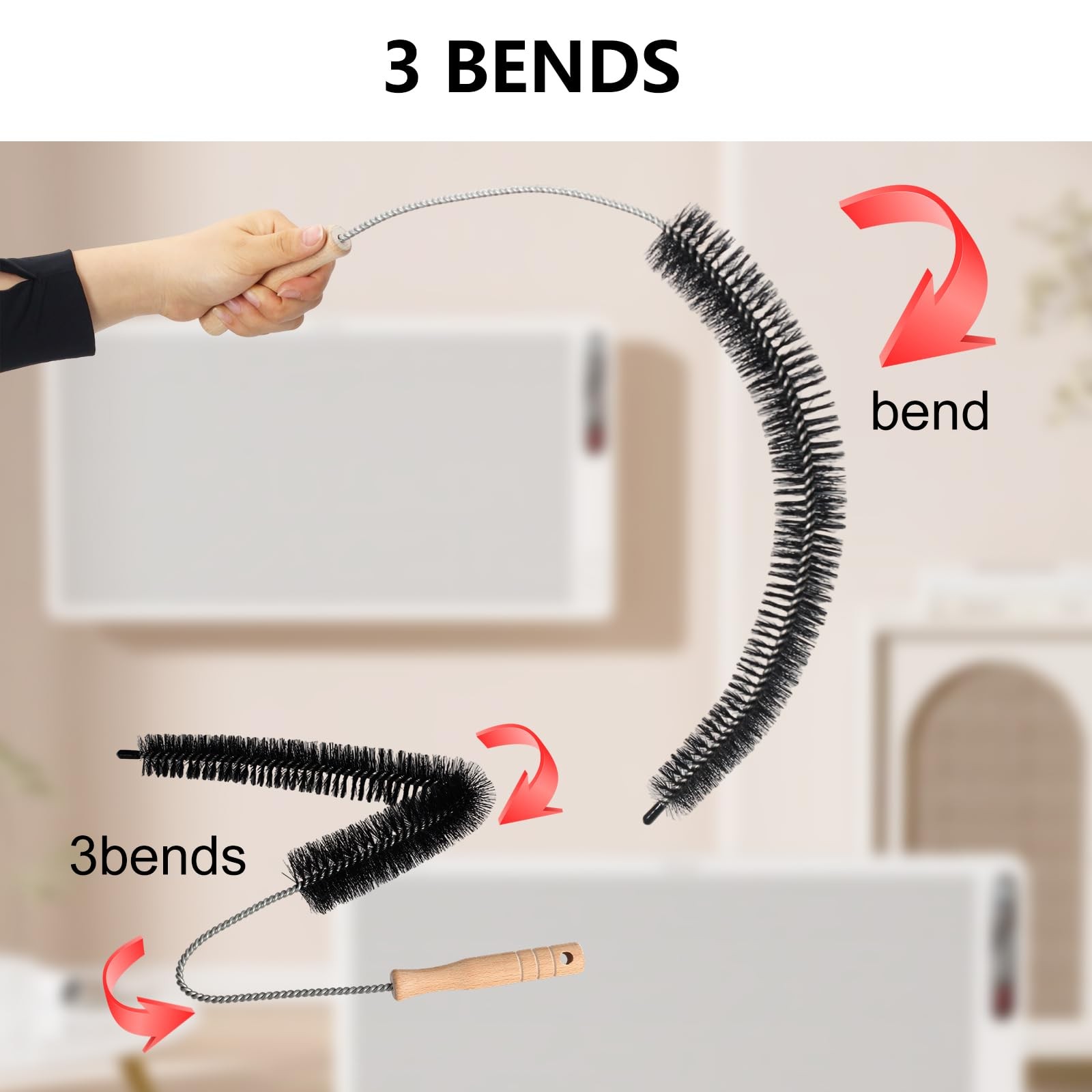 Dryer Vent Cleaning Brush – Lint Removal Cleaner Tool, LongFlexible with Wood…