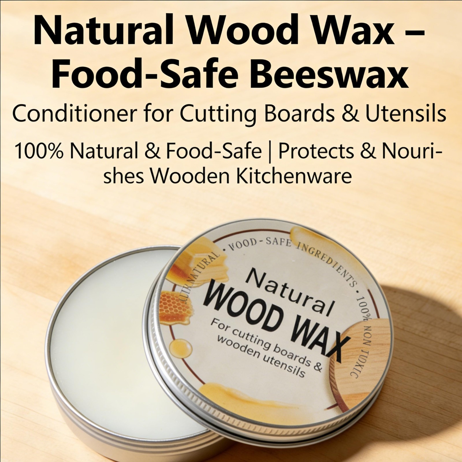 2.82 oz Natural Wood Wax for Cutting Boards, Butcher Blocks, Wooden Spoons an…