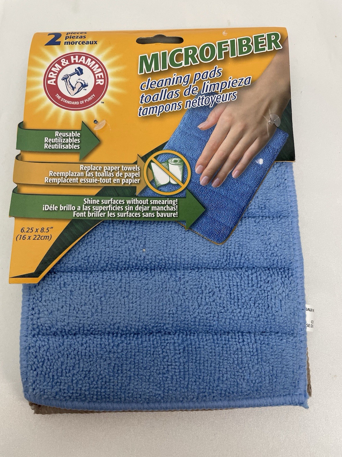 Lot of 2 Packs Arm & Hammer Microfiber Cleaning Pads Cloths Reusable NEW