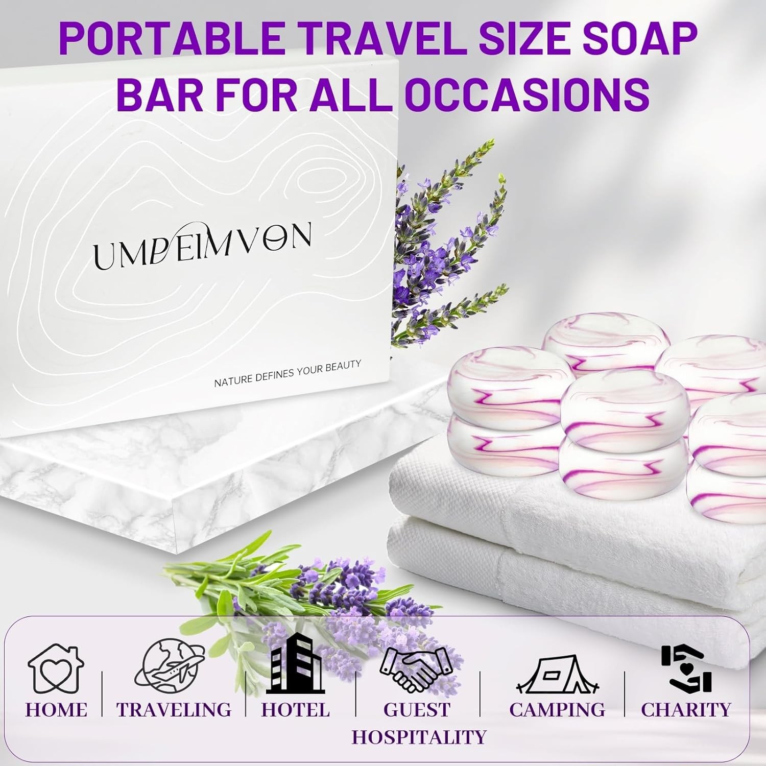 14 Pa Travel Size Lavender Soap, Indivily Wrapped Handmade 4-In-1