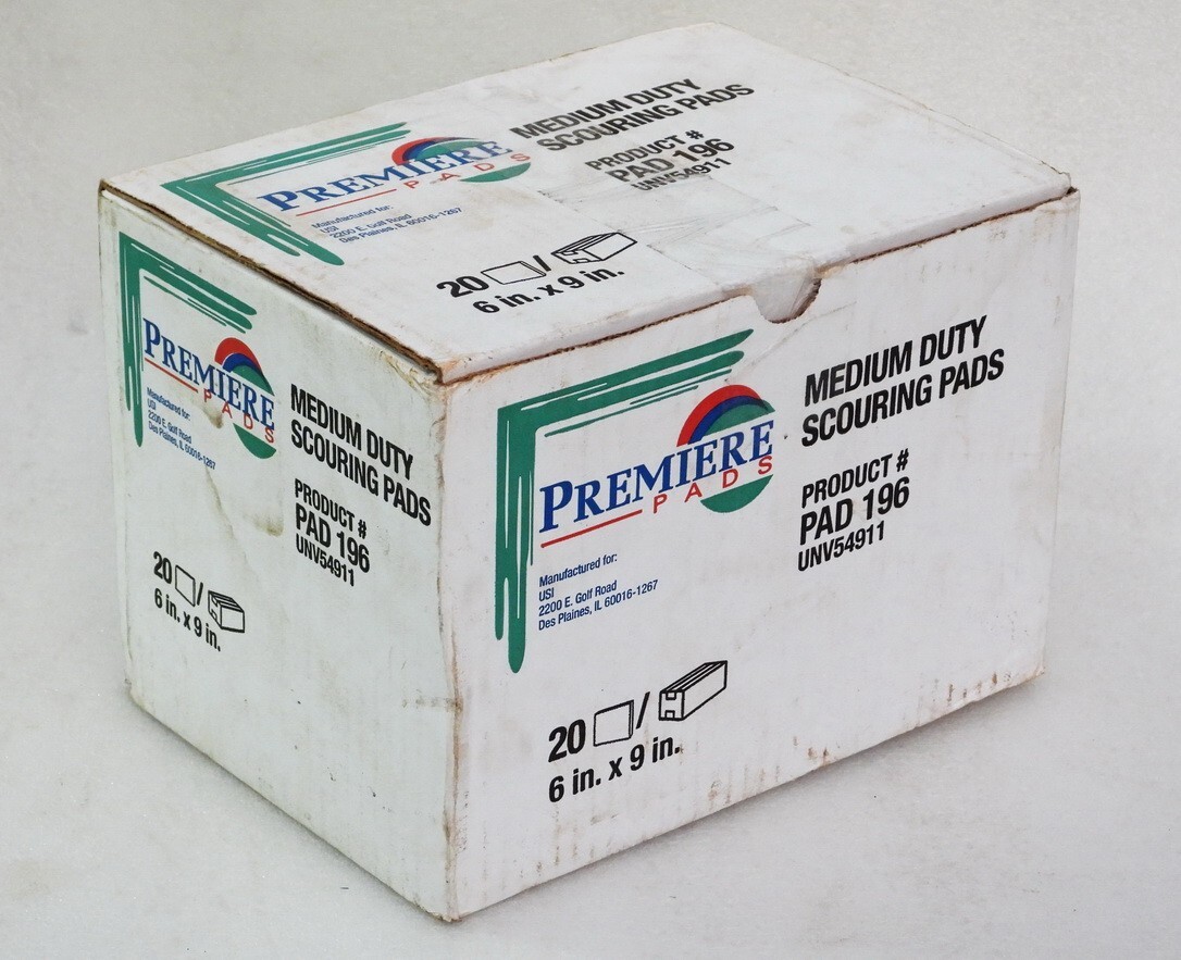 NOS PREMIRE PADS 6 IN.X9 IN. MEDIUM DUTY SCOURING PADS PRODUCT PAD 196 UNV54911