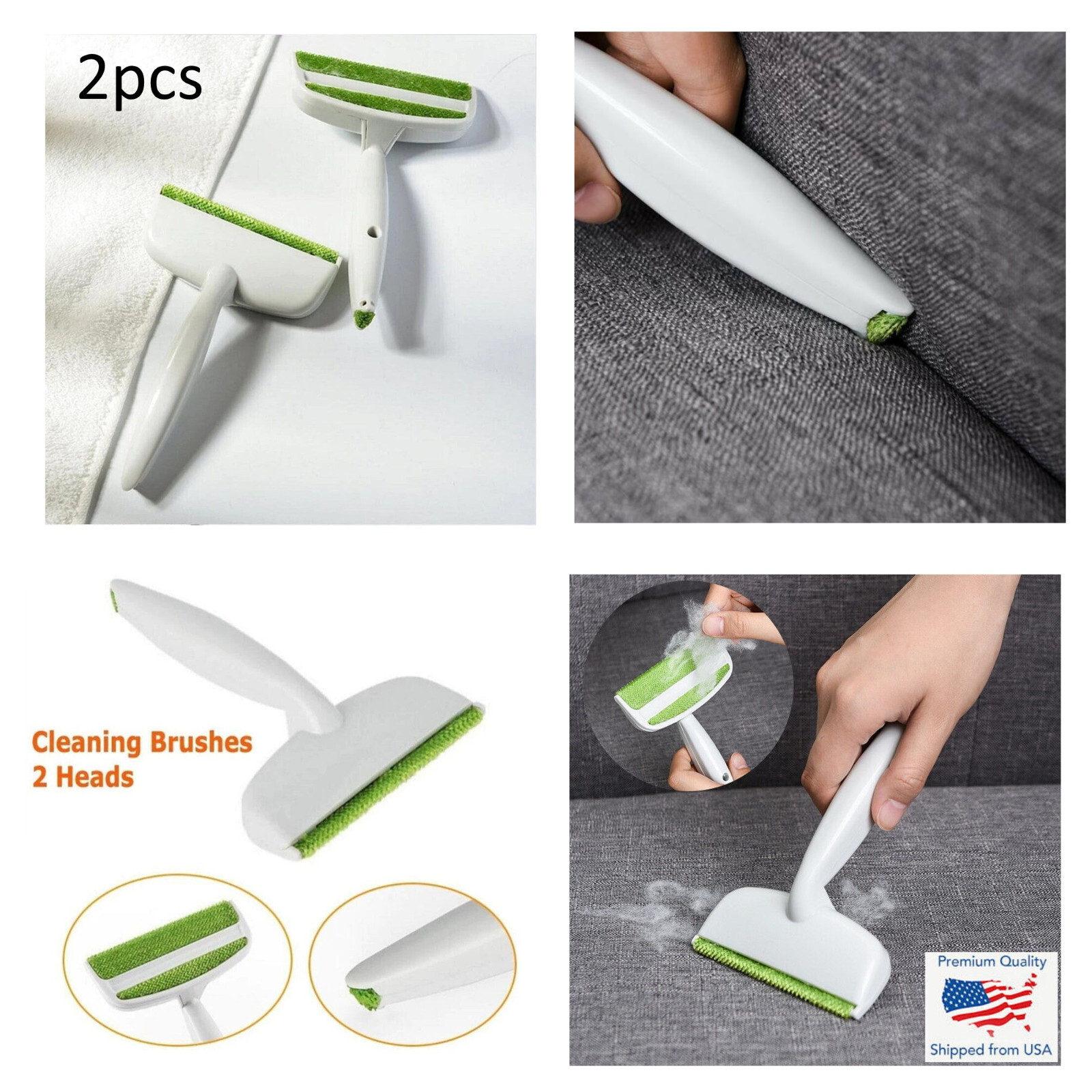 2pcs Car Seat Sofa Gap Vent Bed Dust Cleaner Remover Dog Cat Pet Hair Lint Brush