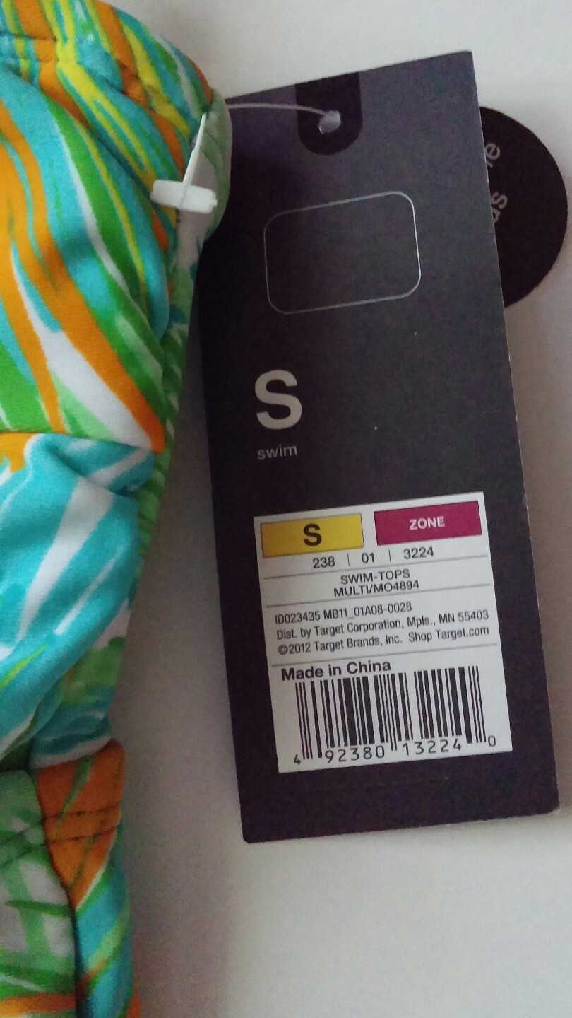 MOSSIMO SWIM-TOP REMOVABLE PADS GREEN MULTI-COLOR SIZE SMALL NWT RETAIL $24.99