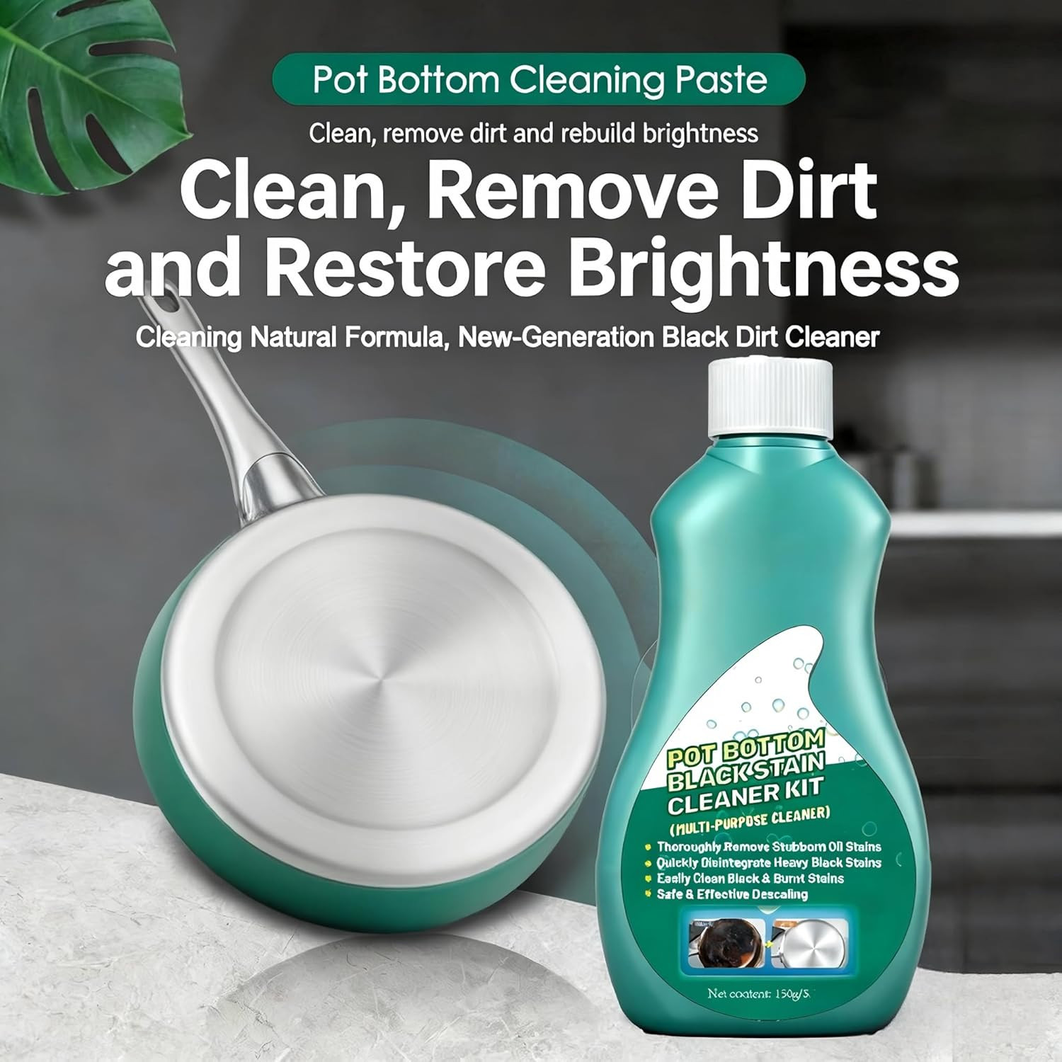 Pot Bottom Black Stain Cleaner Kit, Multi-Purpose Oil Stain Remover, Pot and Pan