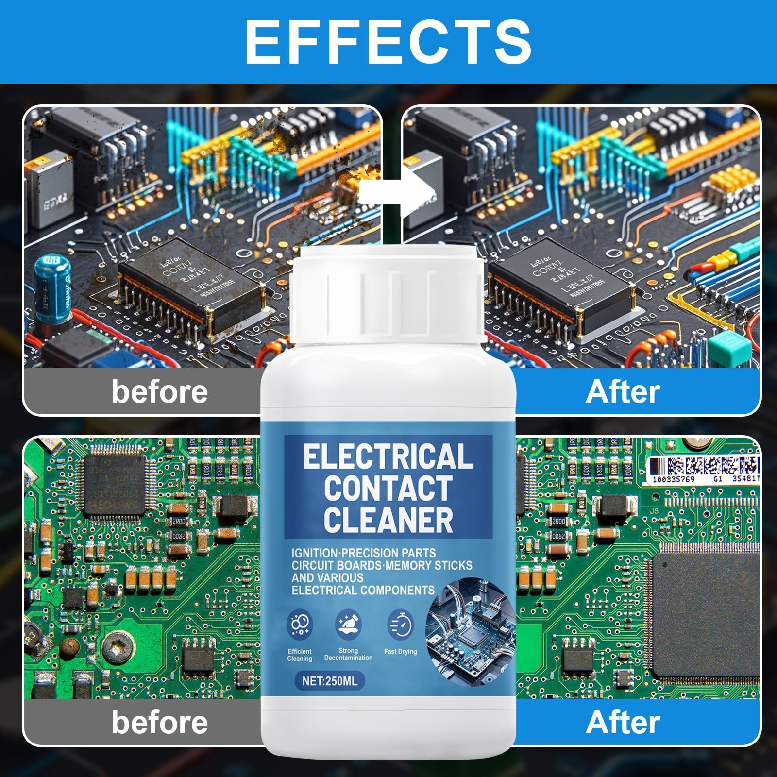 JAOJAO 250ml Electronic Contact Cleaner, Circuit Board Cleaner Fast Drying Pr…