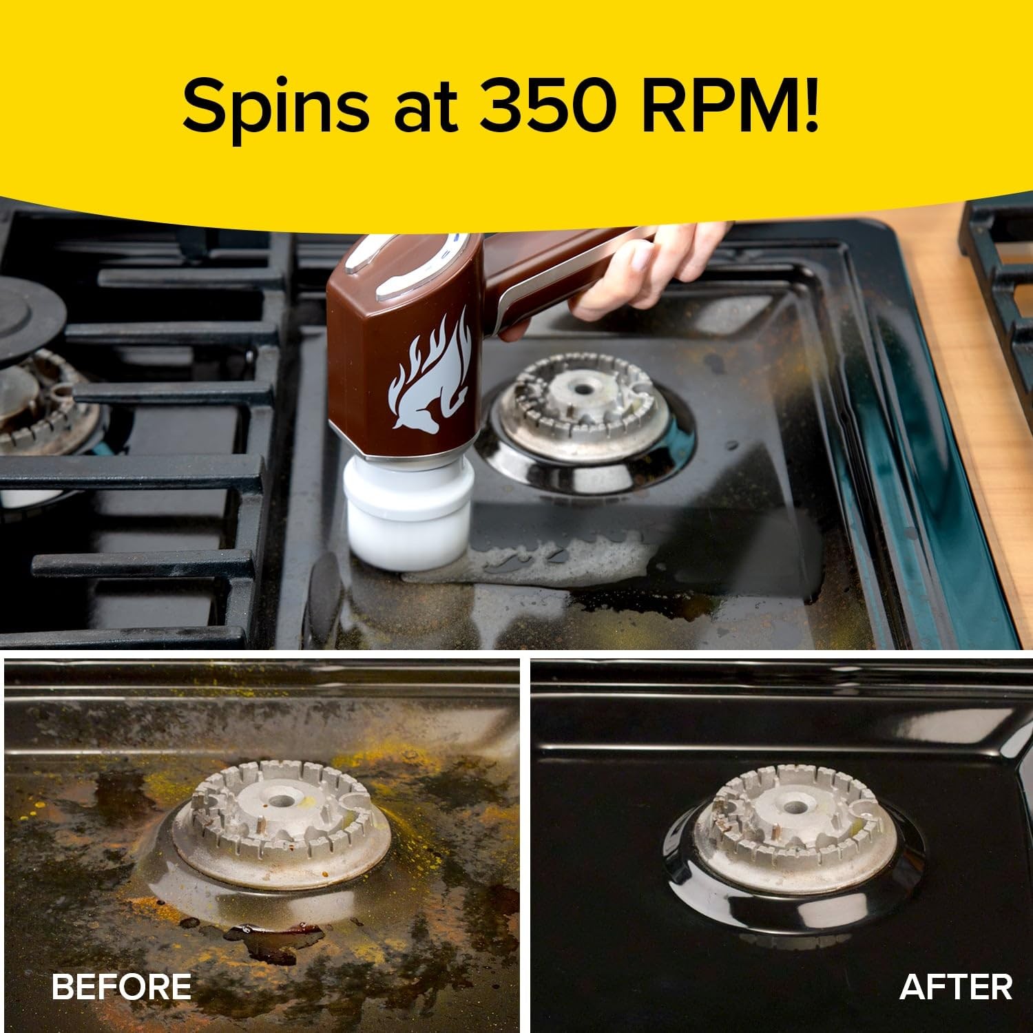 Horsepower Scrubber, Waterproof, Electric Power, Spins 350 RPM, 5 Brush Heads…