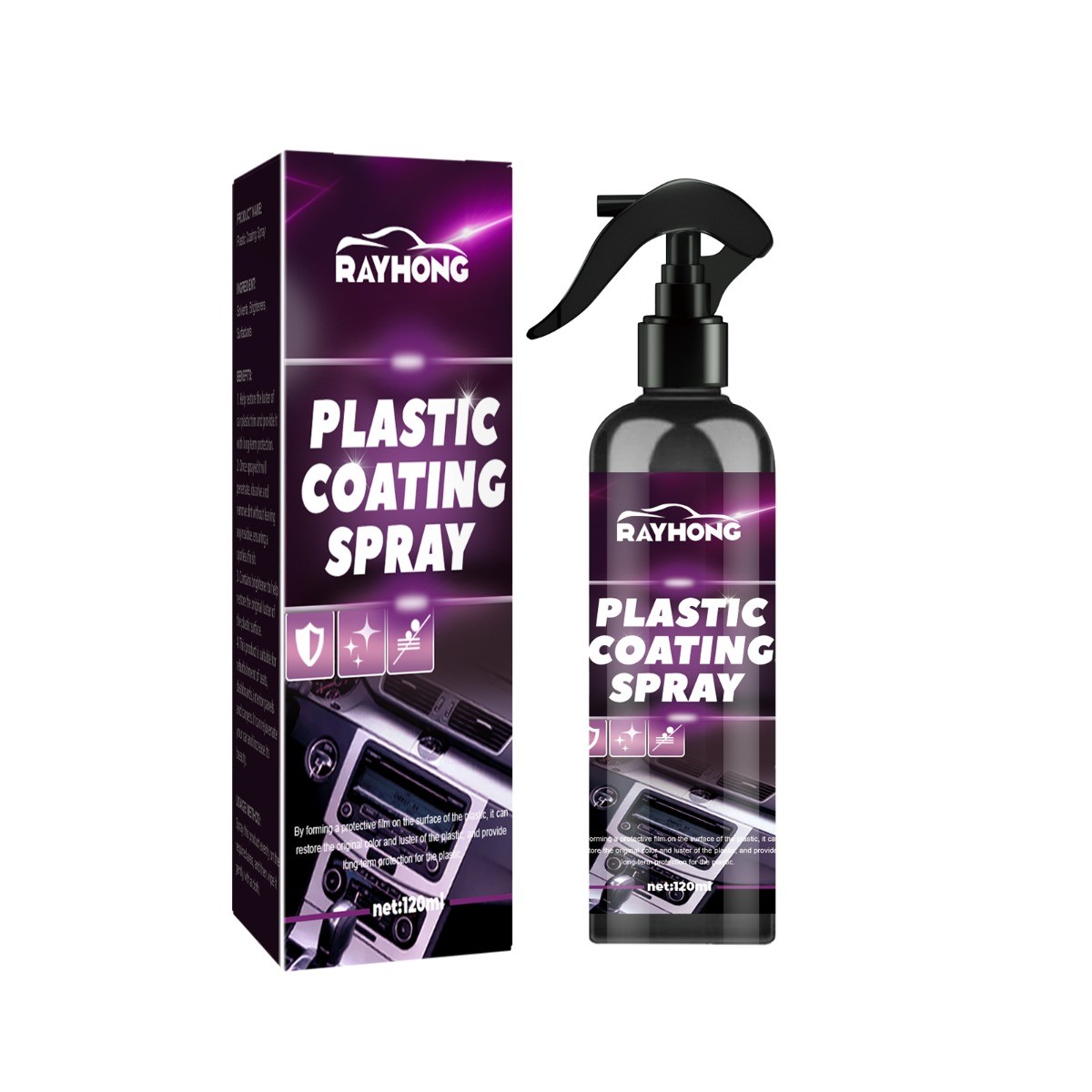 Car Interior Plastic Cleaner & Restorer Spray for Dashboard Seats Trim