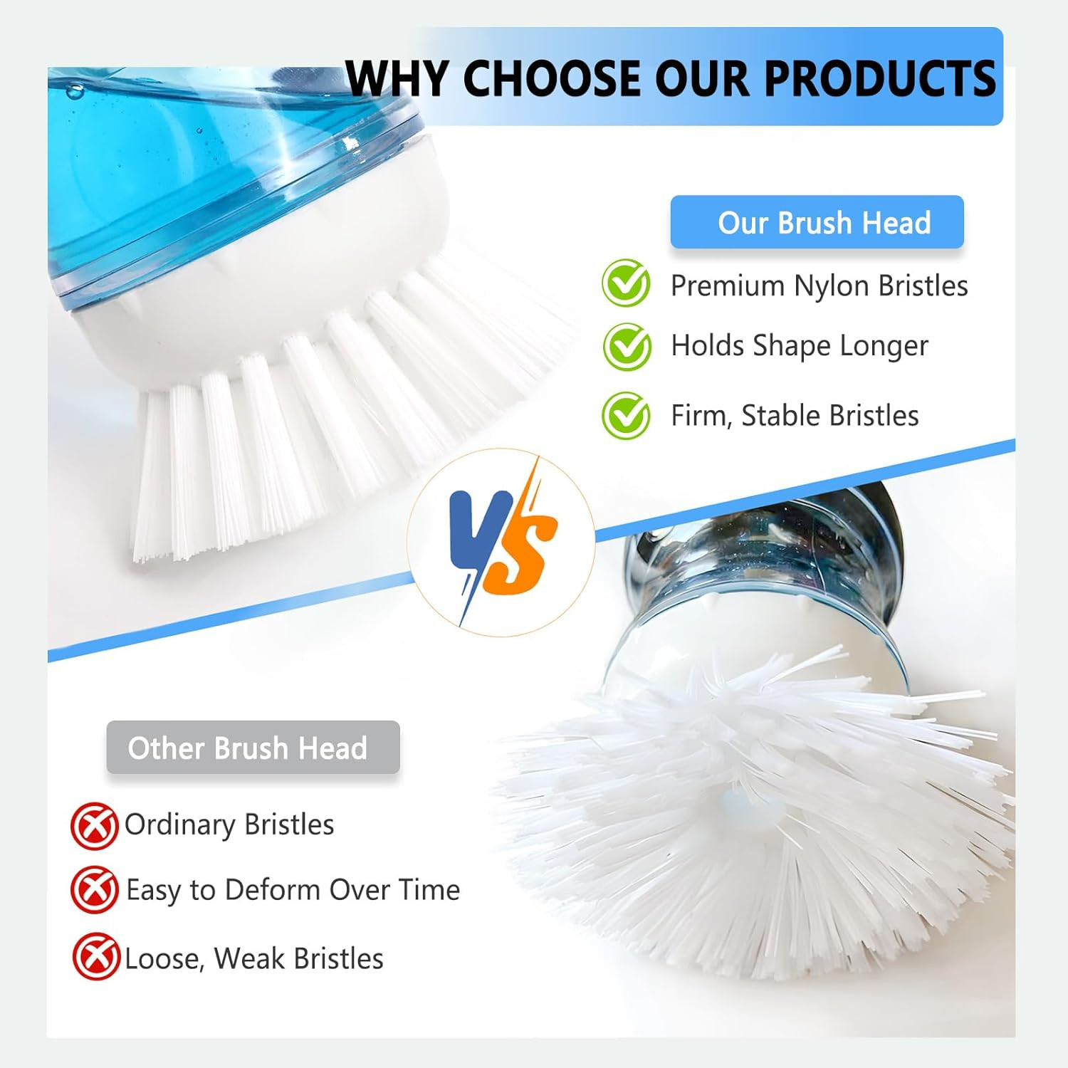 4 Pack Dish Brush Refill Heads for OXO Soap Dispensing Palm Brush, Kitchen Dish
