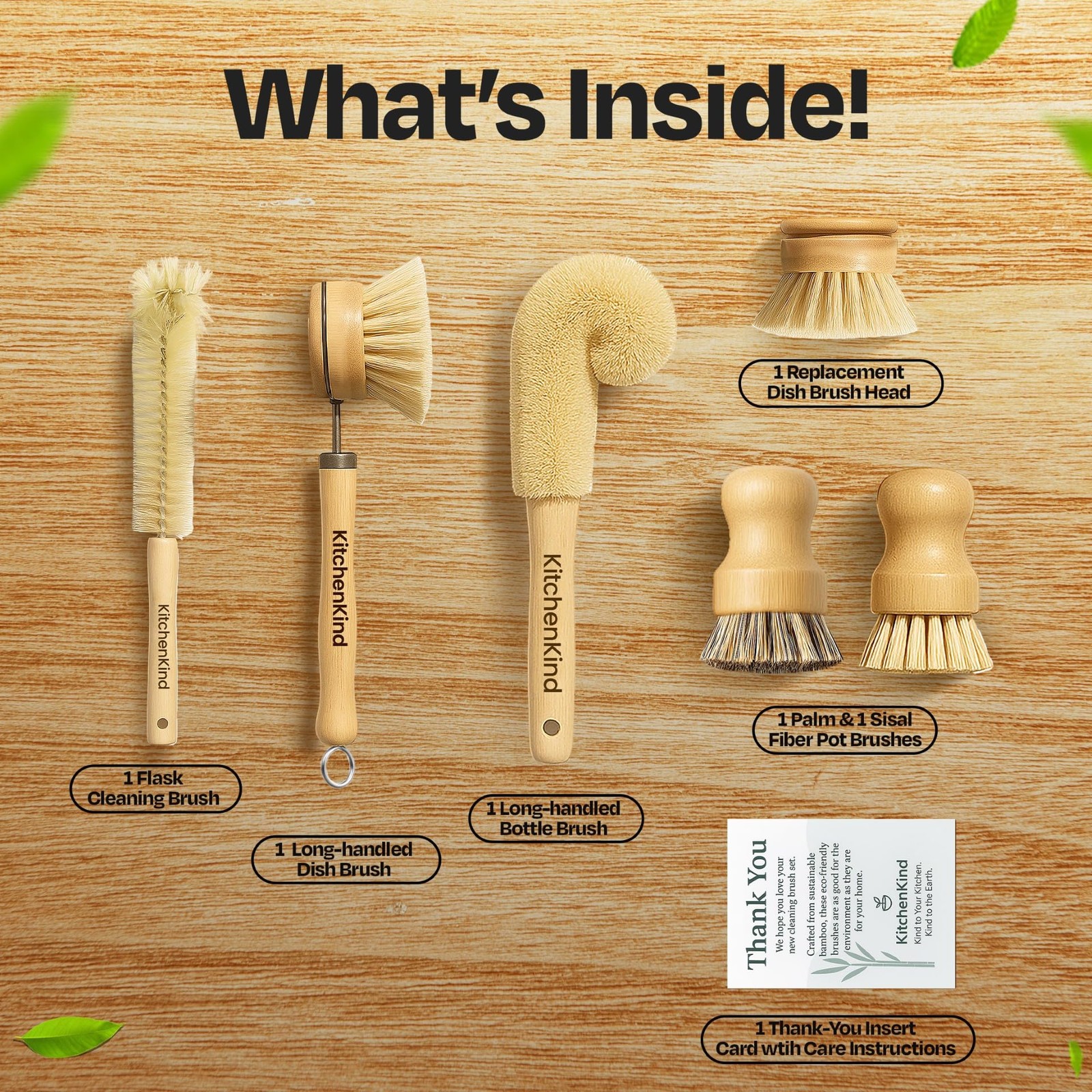 Clean & Kind Gift Set – Premium 6-Piece Eco-Friendly Kitchen Brush Set with N…