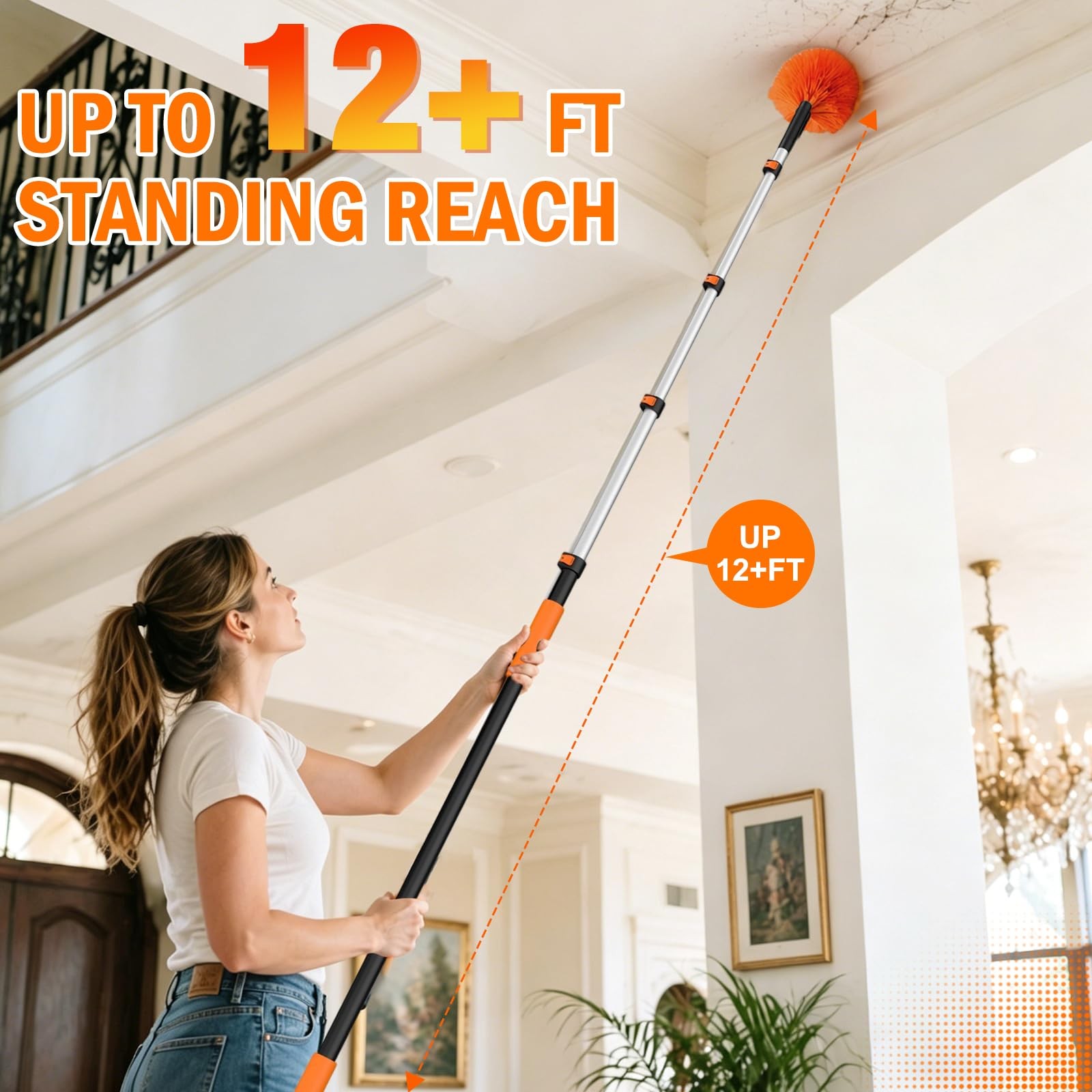 20FT High Reach Duster Cleaning Kit with Extension Pole, High Ceiling Fan Cle…