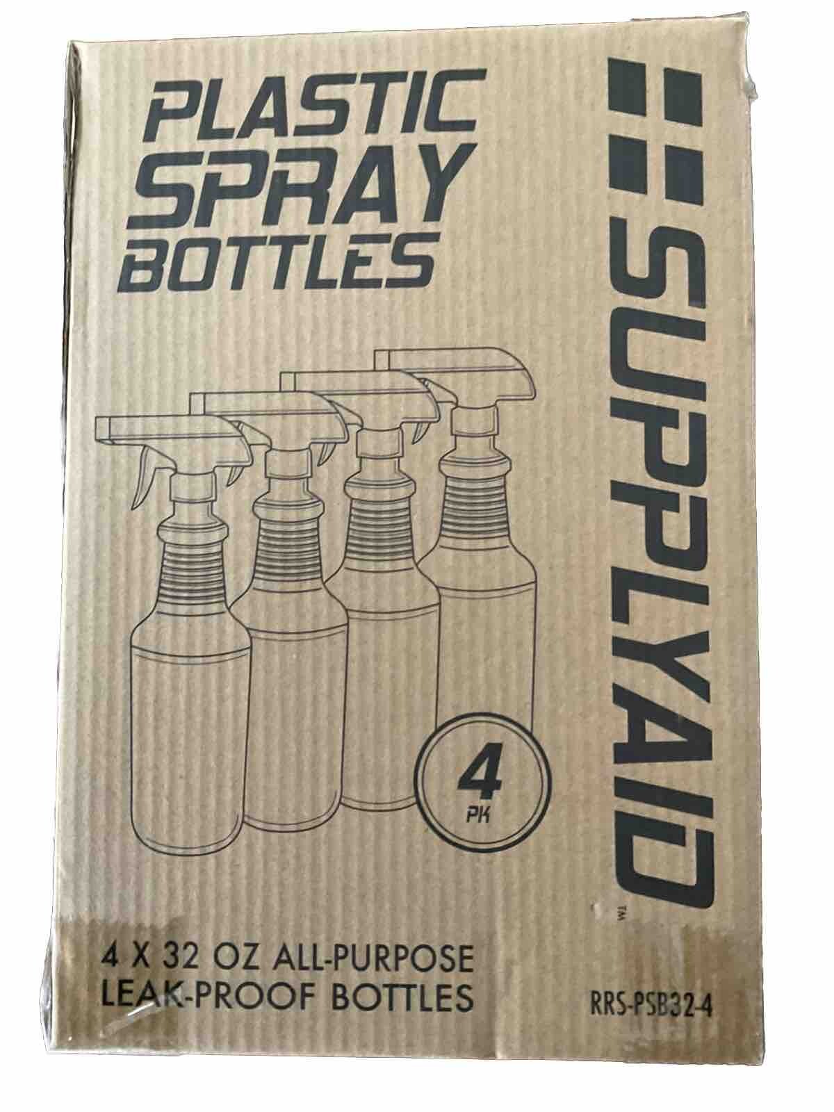 SupplyAid 32 Oz. Chemical Resistant Heavy Duty Leak Proof Spray Bottles 4-Pack