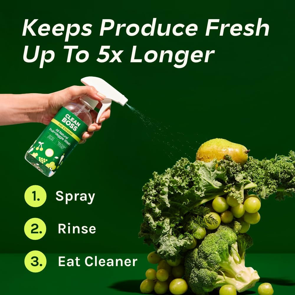 Eat Cleaner Triple-Action Fruit + Veggie Wash – 12 Oz, Pack of 3 – Removes Harmf