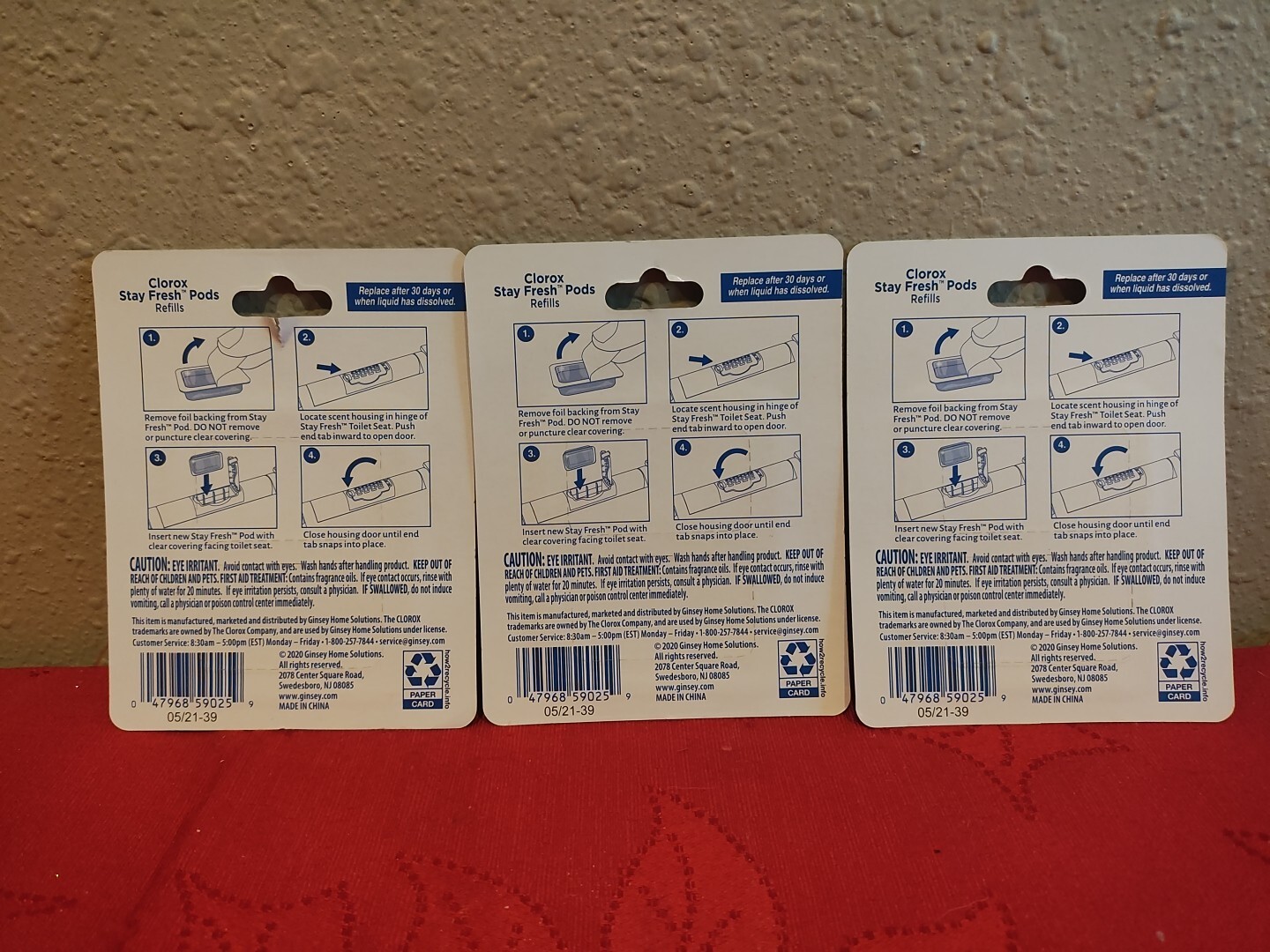 Lot Of 3 Clorox Stay Fresh Pods Toilet Seat Refills Red Tropic Breeze New Sealed