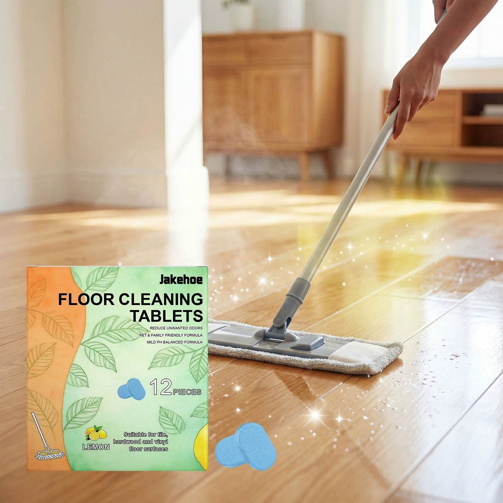 12pc Floor Cleaning Solution Tablet, Deep Cleans for Multiple Floors,lemon Scent