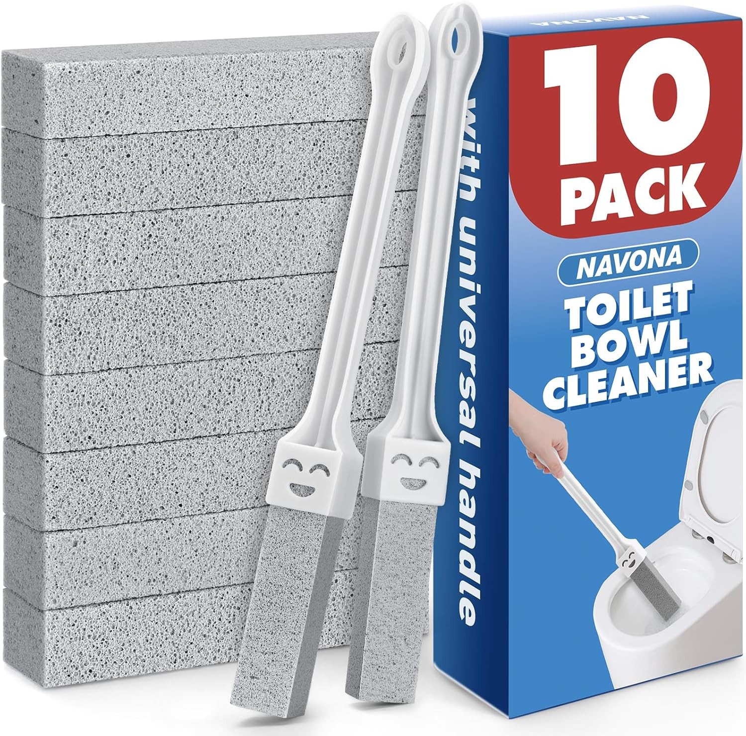 10 Pa Pumice Stone Toilet Bowl Cleaner with 2 Extra Long Handle