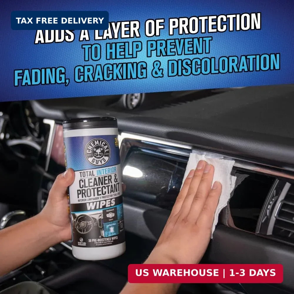 Chemical Guys, Total Interior Cleaner & Protectant Canister Wipes, 60 Count | Fo