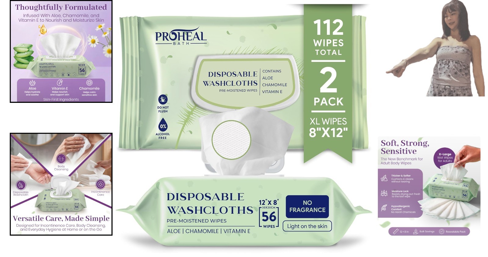 Gentle & Nourishing Adult Wipes – 112 Count, Alcohol-Free, Moisturizing Formula