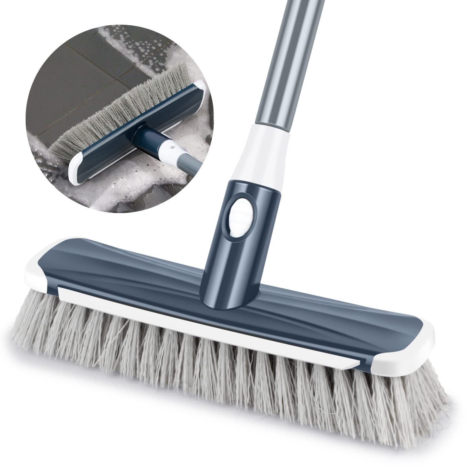 Floor Scrubber with Long Handle, 2 in 1 Scrubbing Brush Stiff Bristle Shower …