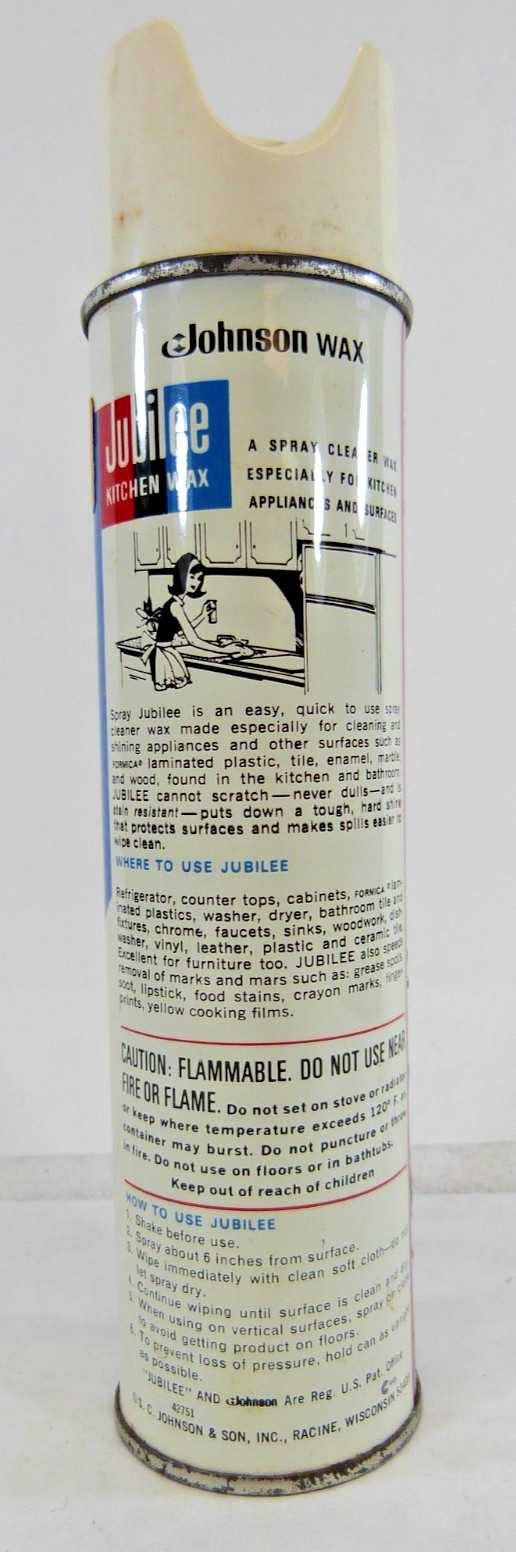 $1.29 VINTAGE JOHNSON WAX JUBILEE KITCHEN WAX 10.5 oz EMPTY SPRAY CAN MOVIE PROP