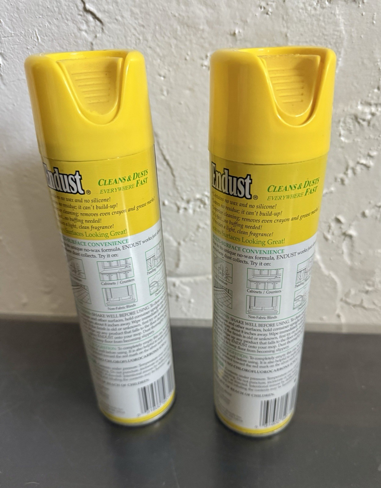 Lot Of 2 Lemon Endust 1995, No Wax Cleaning & Dusting Spray, 10 oz, FULL! NOS!