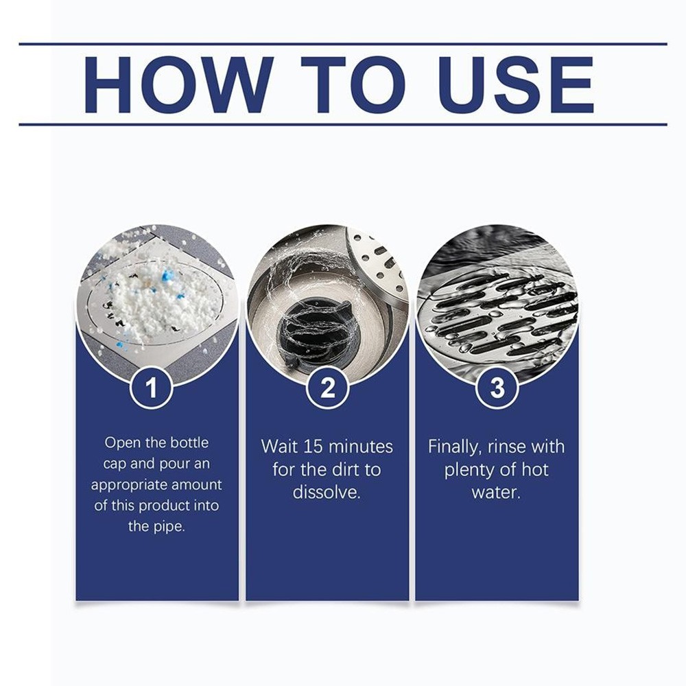 Fast Drain Remover Sink Dredge Pipe Cleaning Powder Clean Sewers Eliminate Odors
