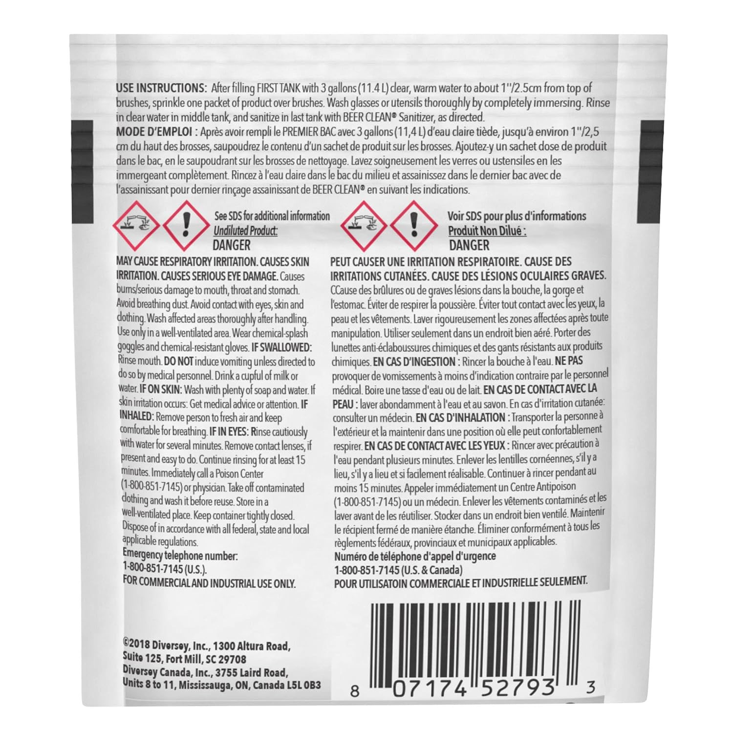 BEER CLEAN Bar Glass Cleaner, 0.5 Oz Packets (100-Pack) – Concentrated Powdered