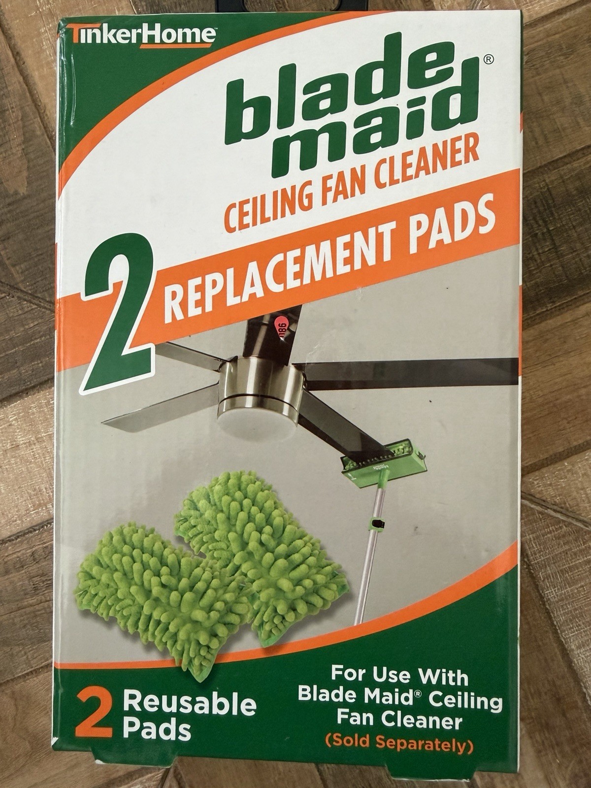 Blade Maid Ceiling Fan Cleaner Replacement Microfiber Pads 2 Reusable Pads