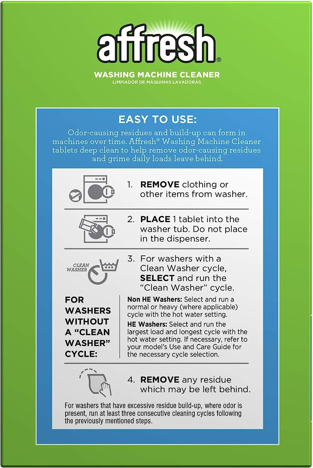 Affresh Washing Machine Cleaner Cleans Front Load and Top Load Washers 6 tablet