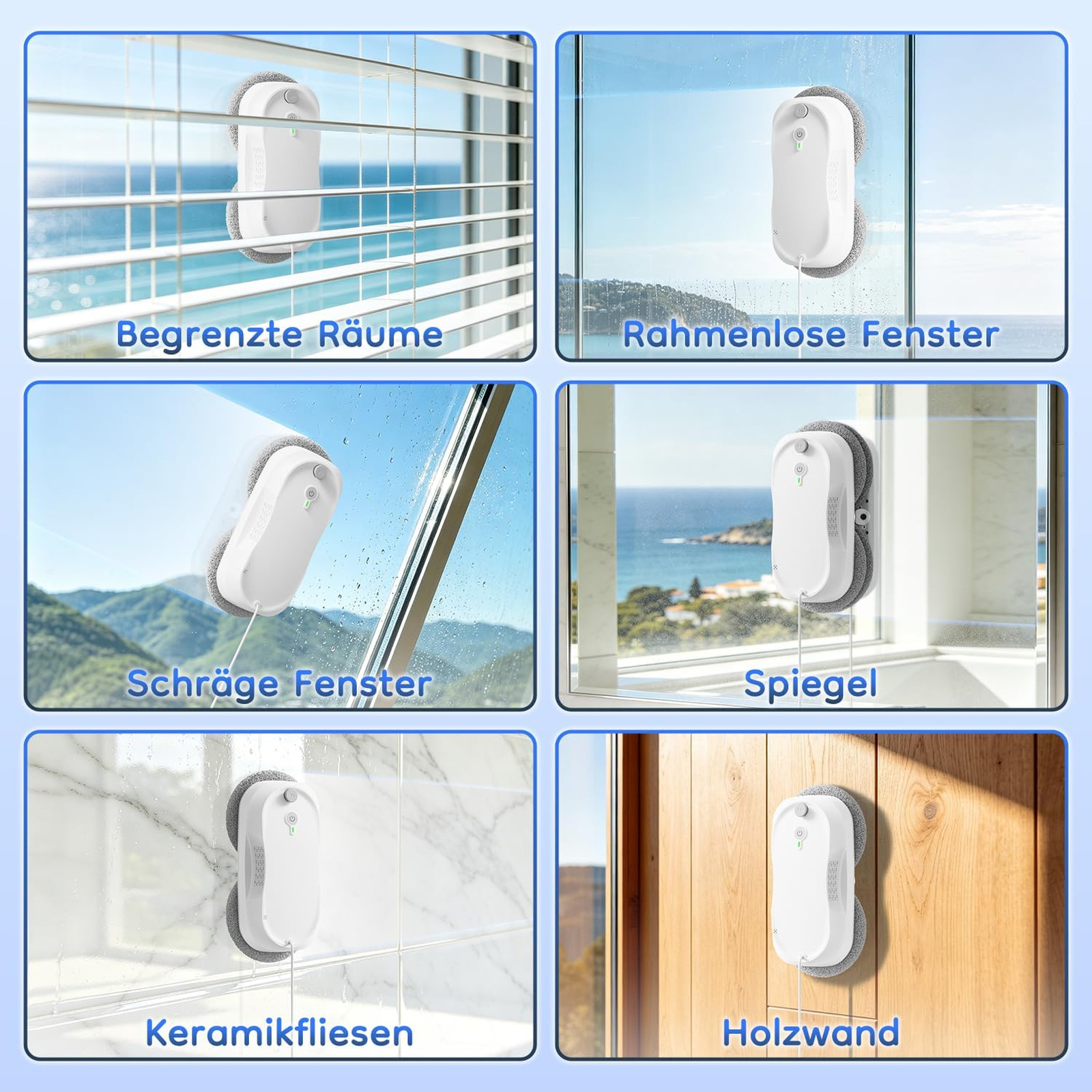Window Cleaning Robot with Enhanced Battery 6400Pa Suction Path Planning