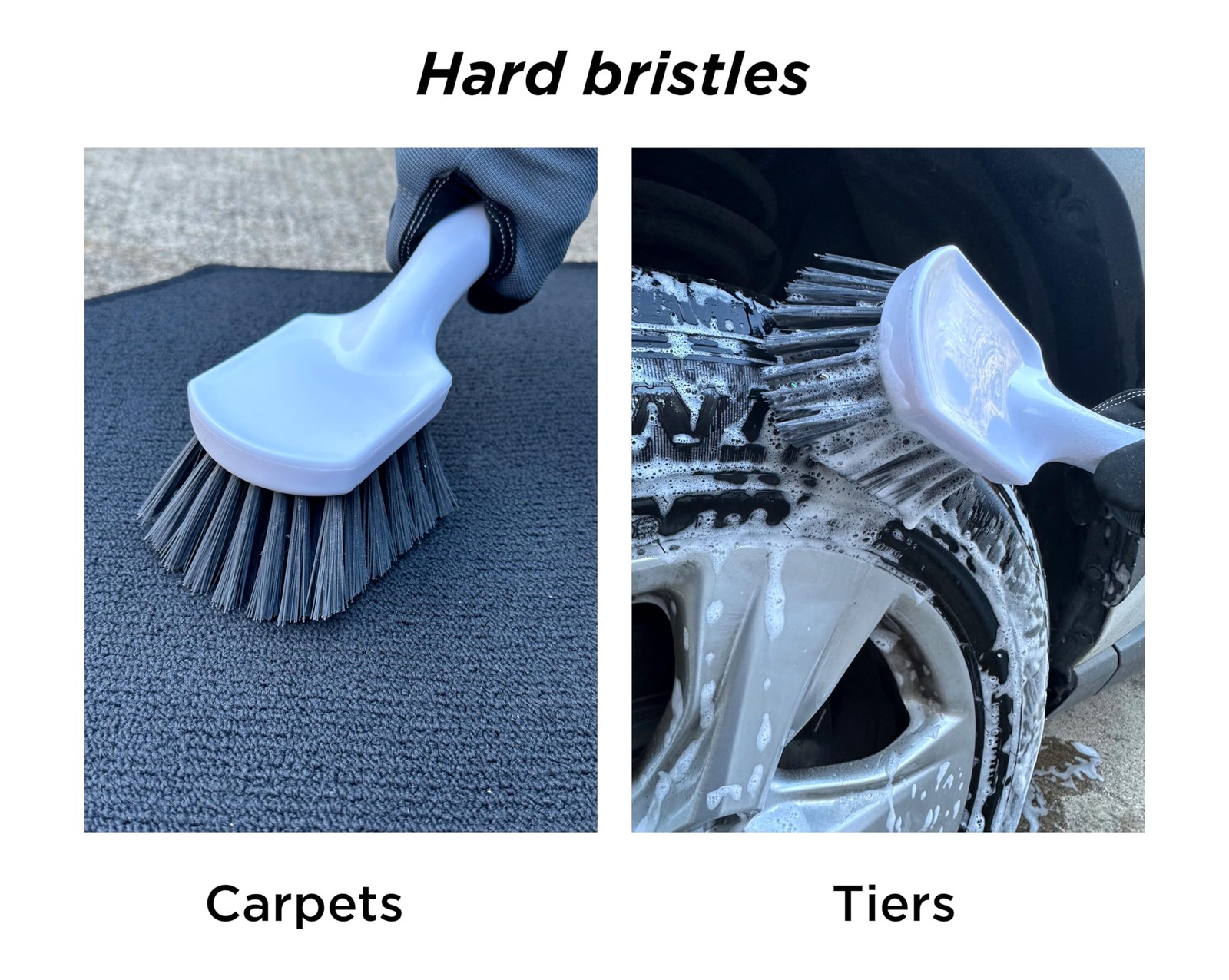 Car Wheel & Tire Brush Deep Cleaning Brush Soft Bristles & Stiff Bristles Pack 2