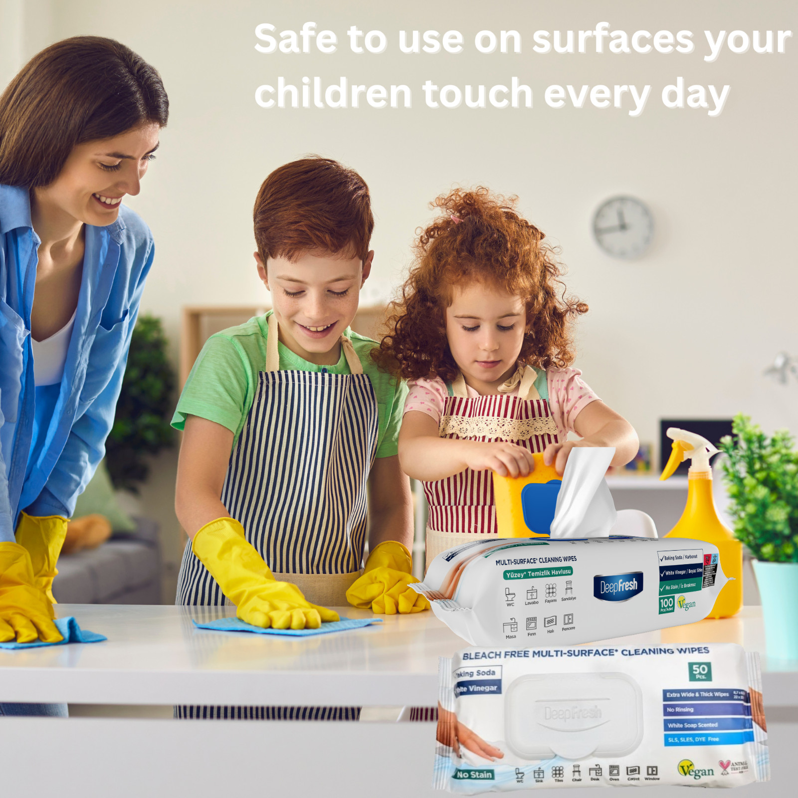 Bleach Free Multi Surface Cleaning Wipes Pack of 6