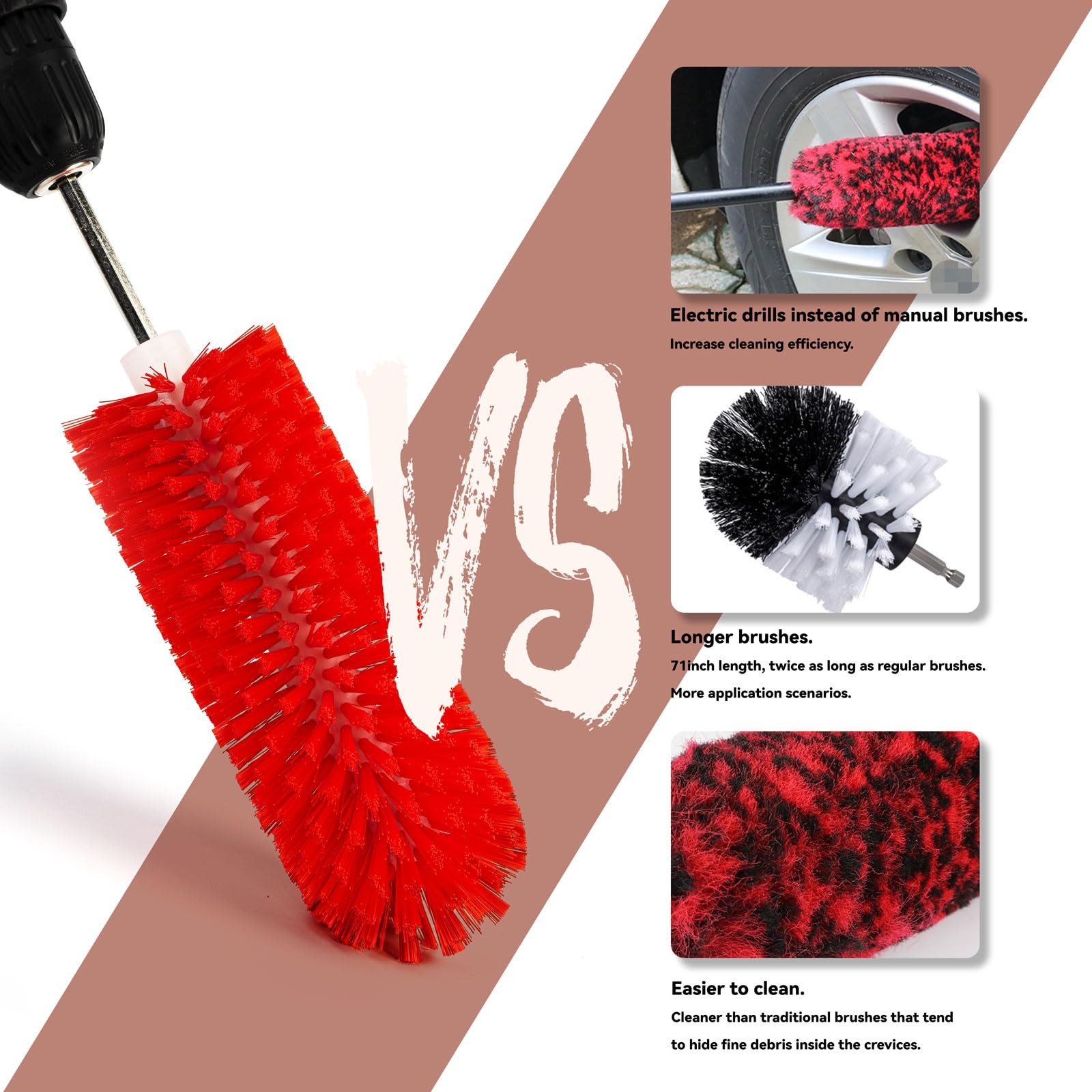 Wheel Brush Soft Drill Cleaner Highly Dense Rim Wheels Rims Engines Exhaust